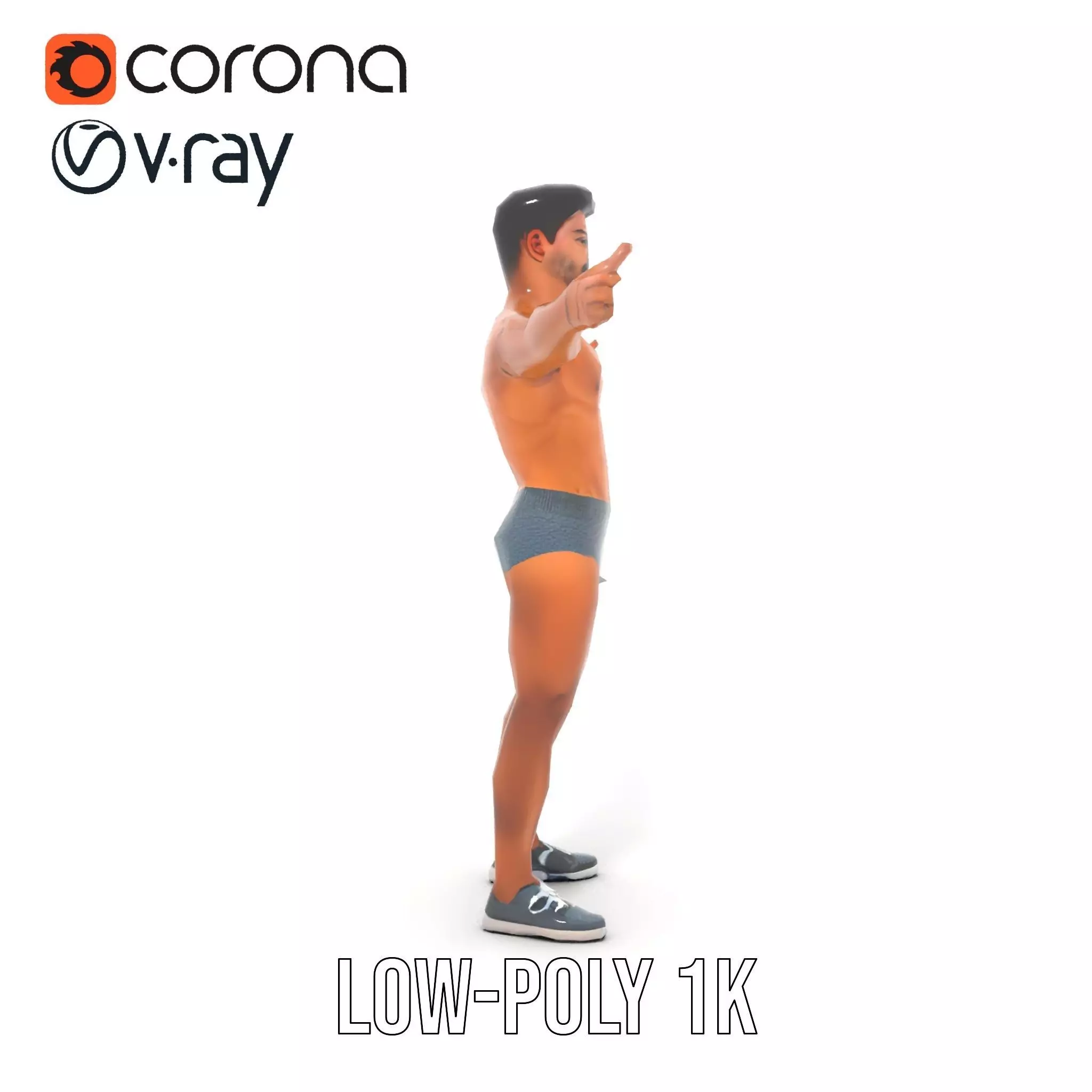 Male Fitness Model Pack with Detailed Anatomy Low-poly 3D model_23