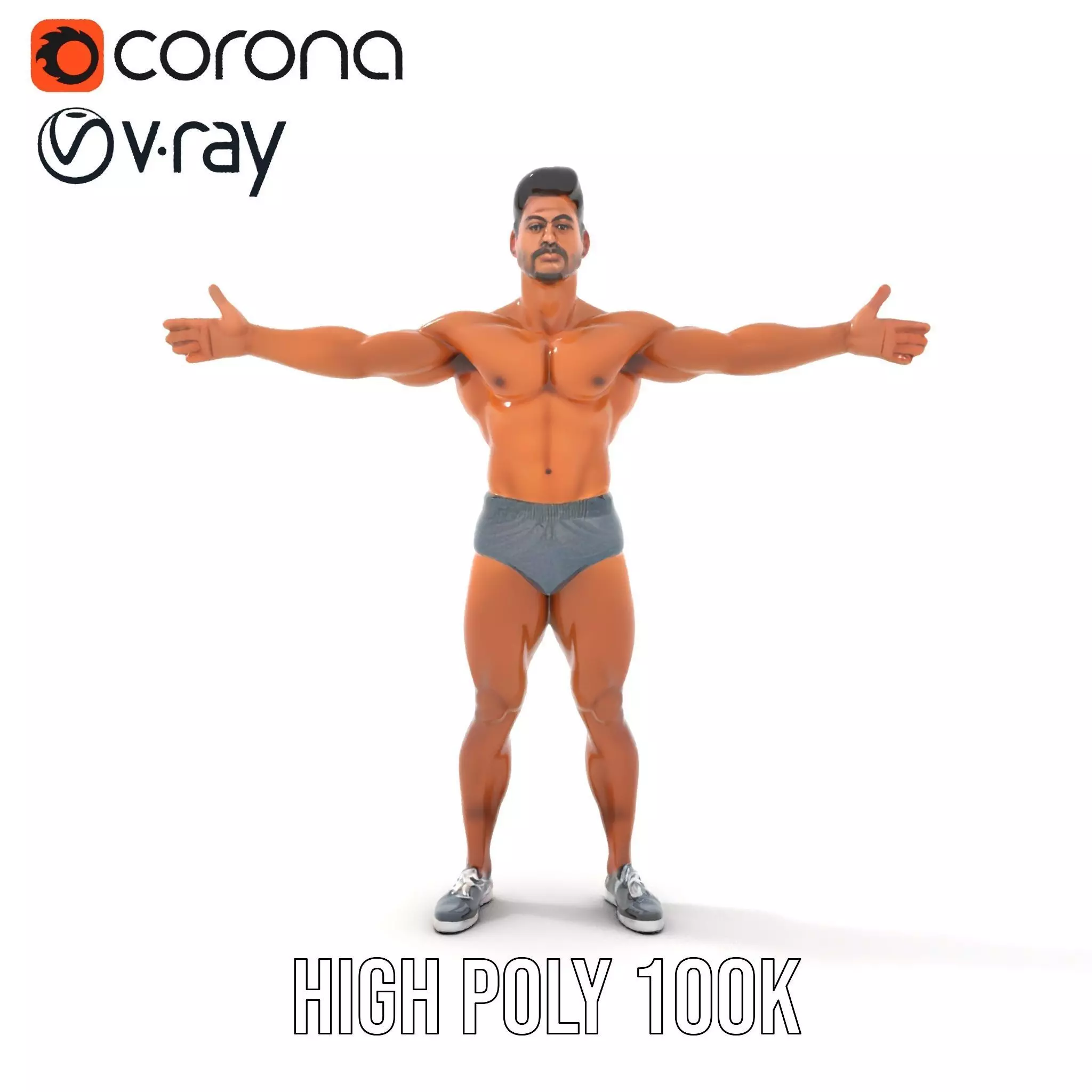 Male Fitness Model Pack with Detailed Anatomy Low-poly 3D model_18
