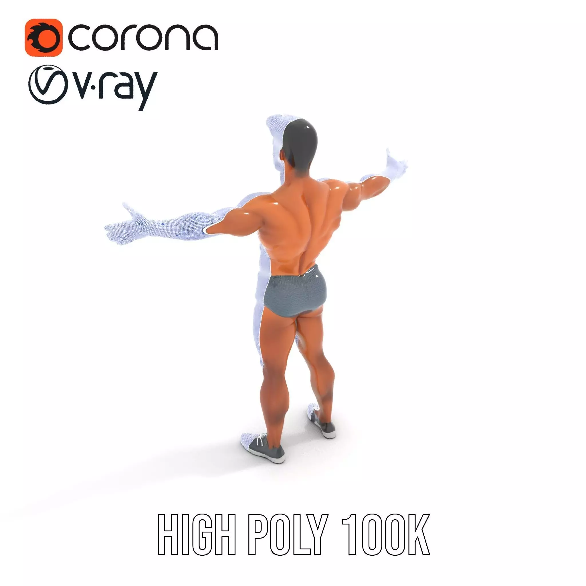 Male Fitness Model Pack with Detailed Anatomy Low-poly 3D model_33