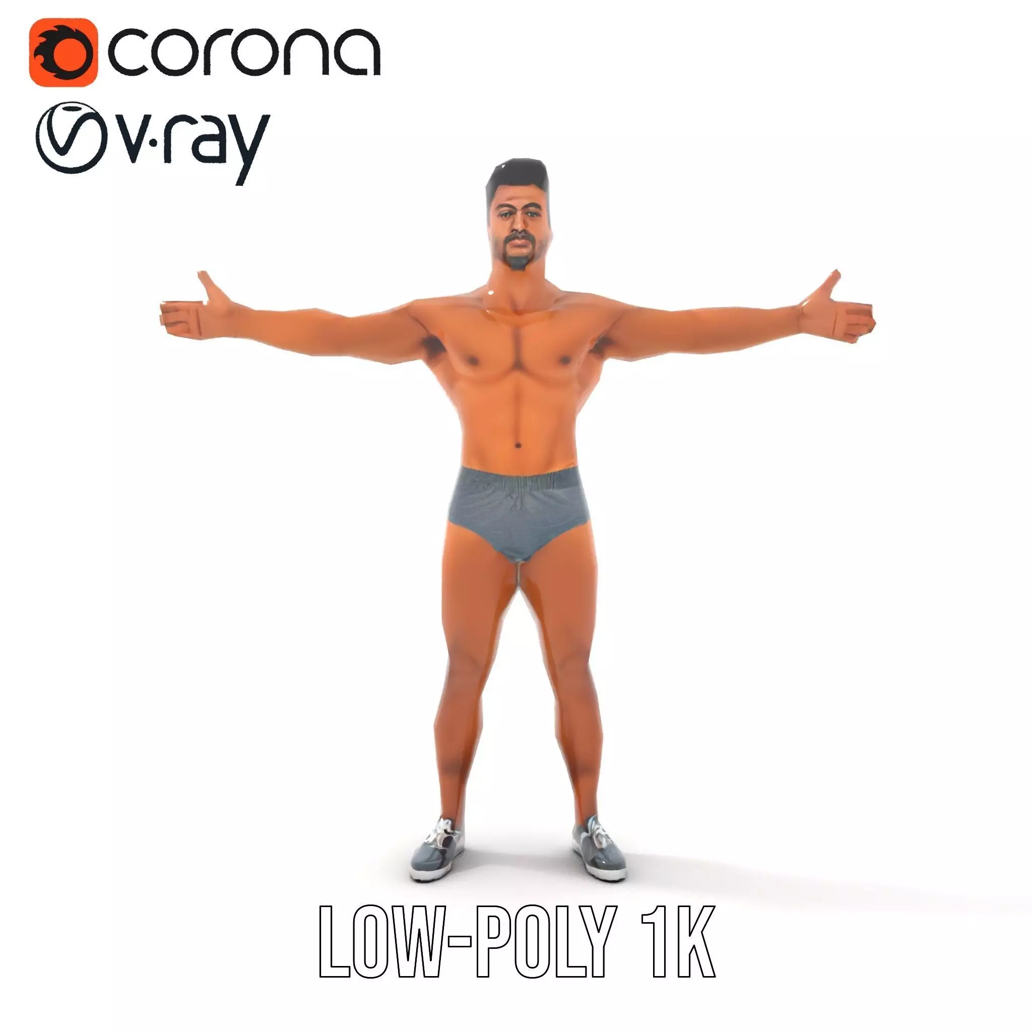 Male Fitness Model Pack with Detailed Anatomy Low-poly 3D model_20