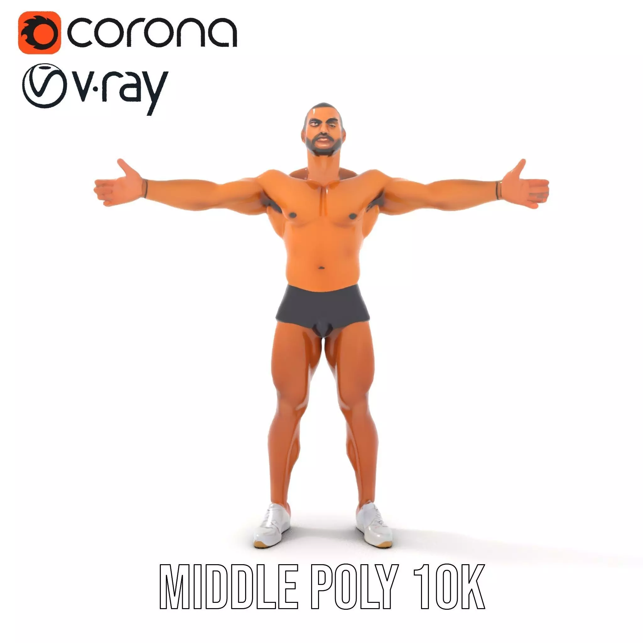 Muscular Male Figure Model Pack with Athletic Pose Low-poly 3D model_7