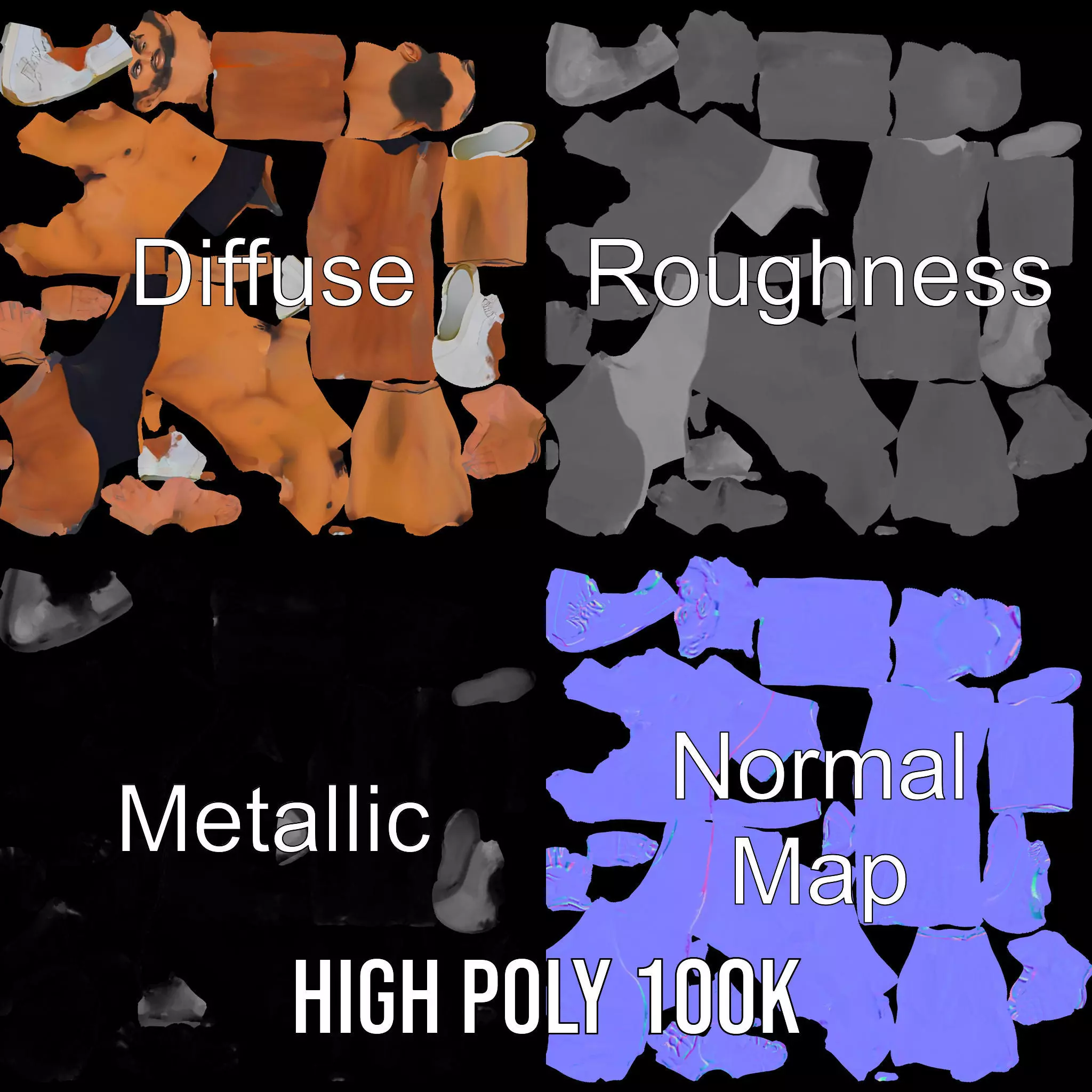 Muscular Male Figure Model Pack with Athletic Pose Low-poly 3D model_4