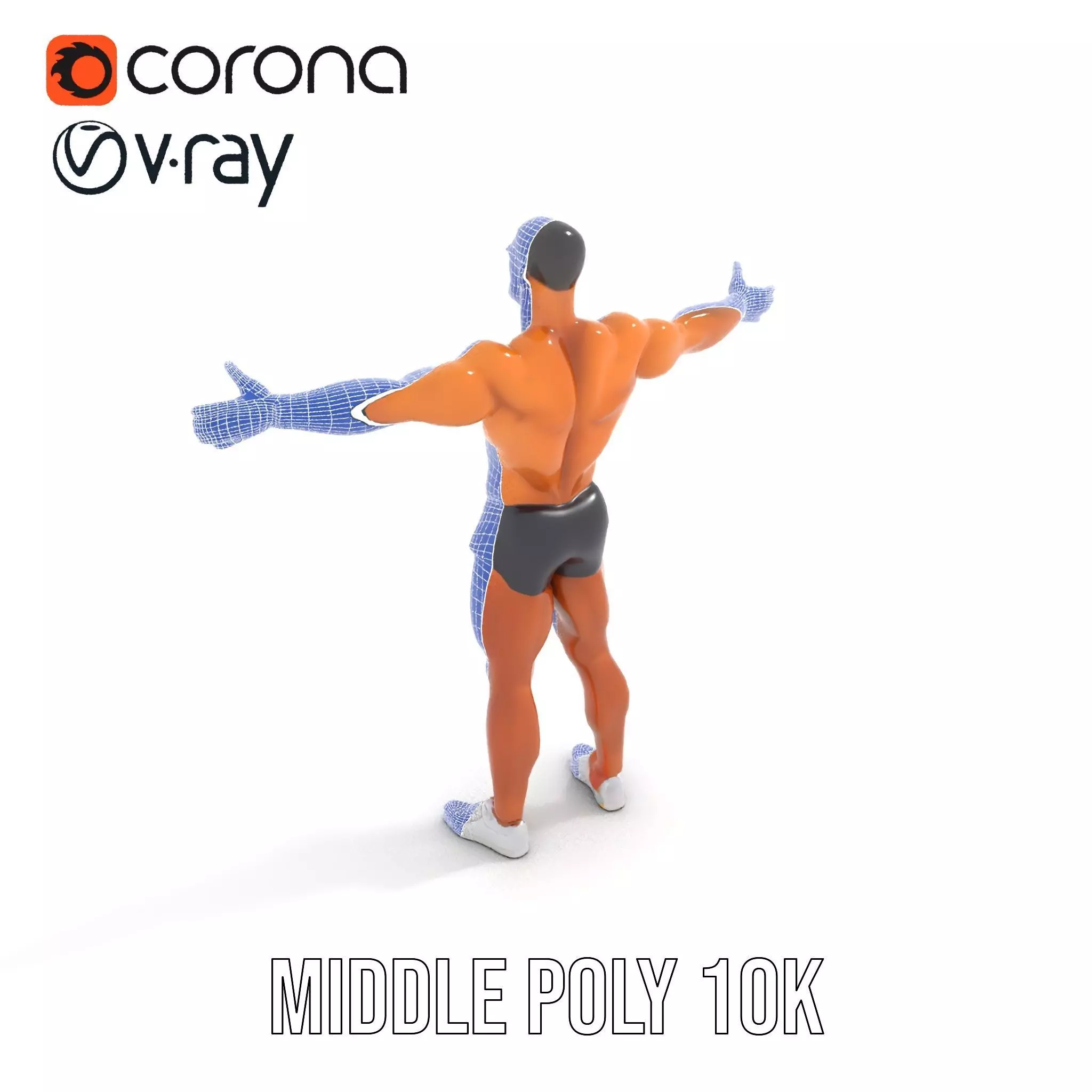 Muscular Male Figure Model Pack with Athletic Pose Low-poly 3D model_31