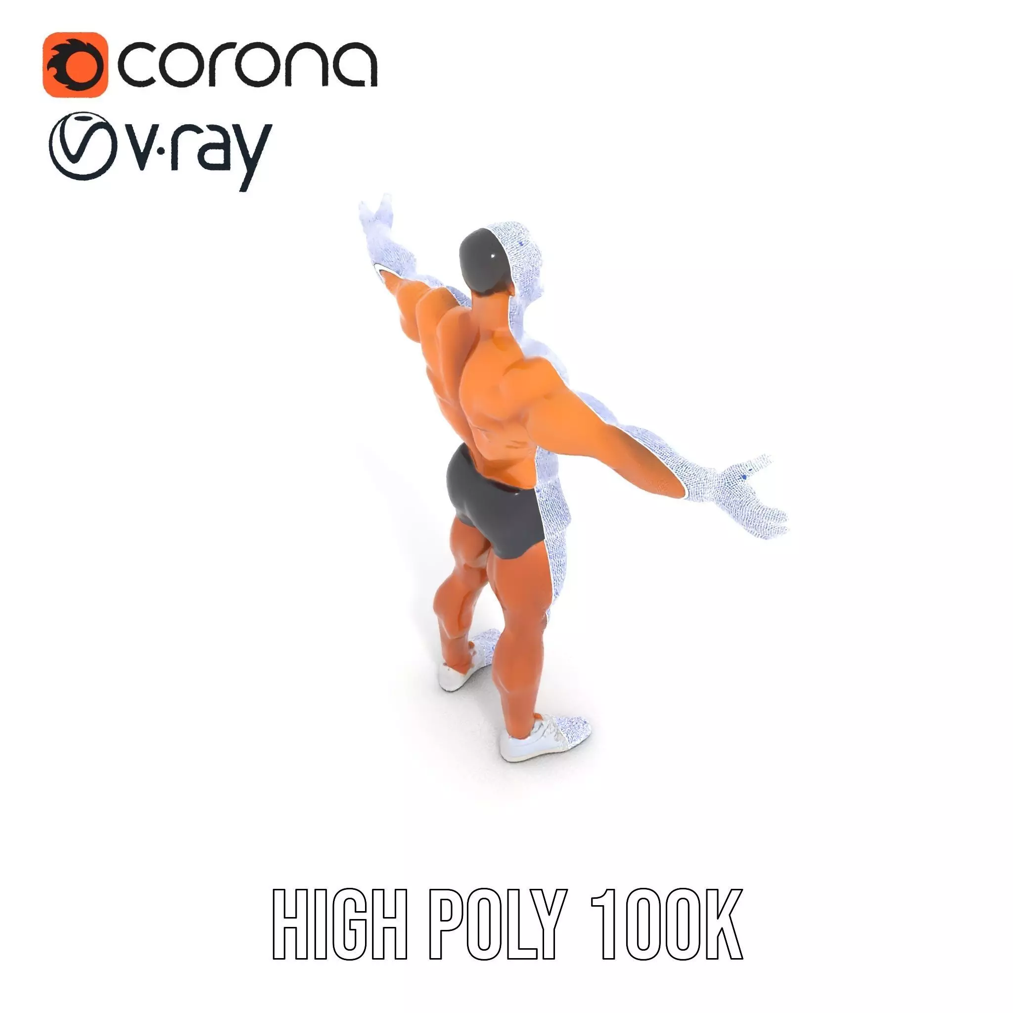 Muscular Male Figure Model Pack with Athletic Pose Low-poly 3D model_34