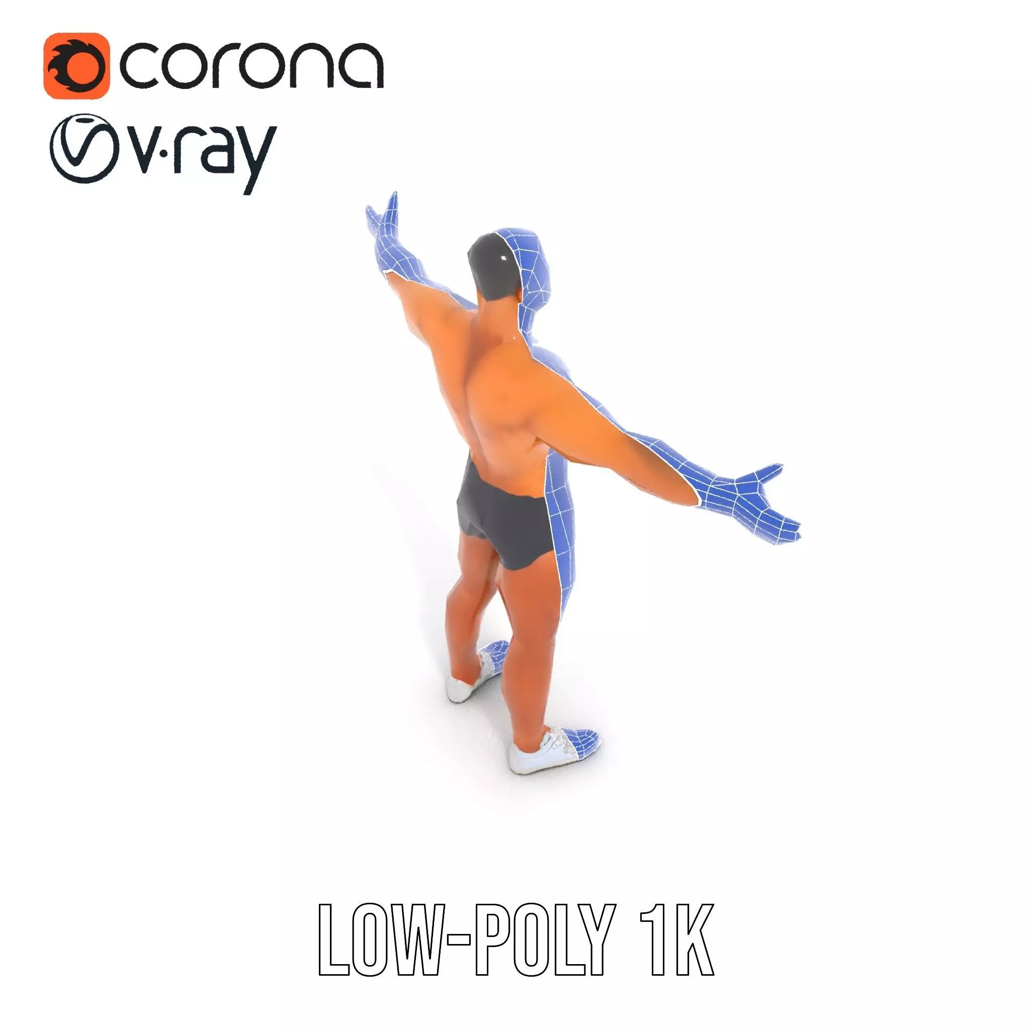 Muscular Male Figure Model Pack with Athletic Pose Low-poly 3D model_32