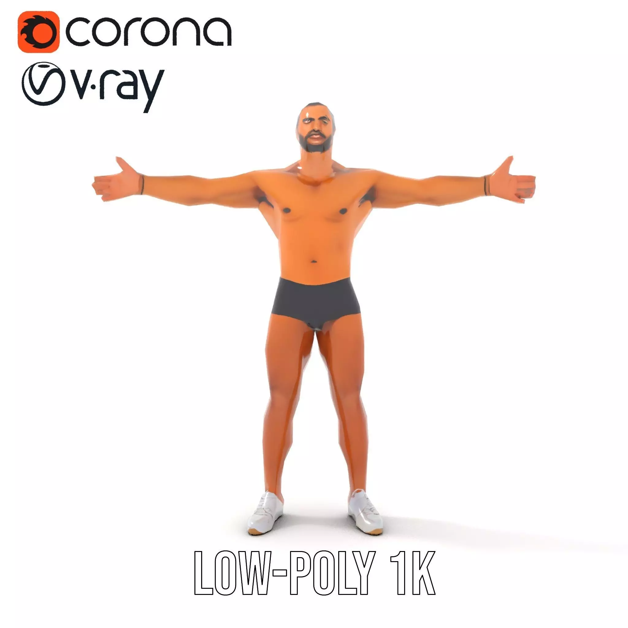 Muscular Male Figure Model Pack with Athletic Pose Low-poly 3D model_18