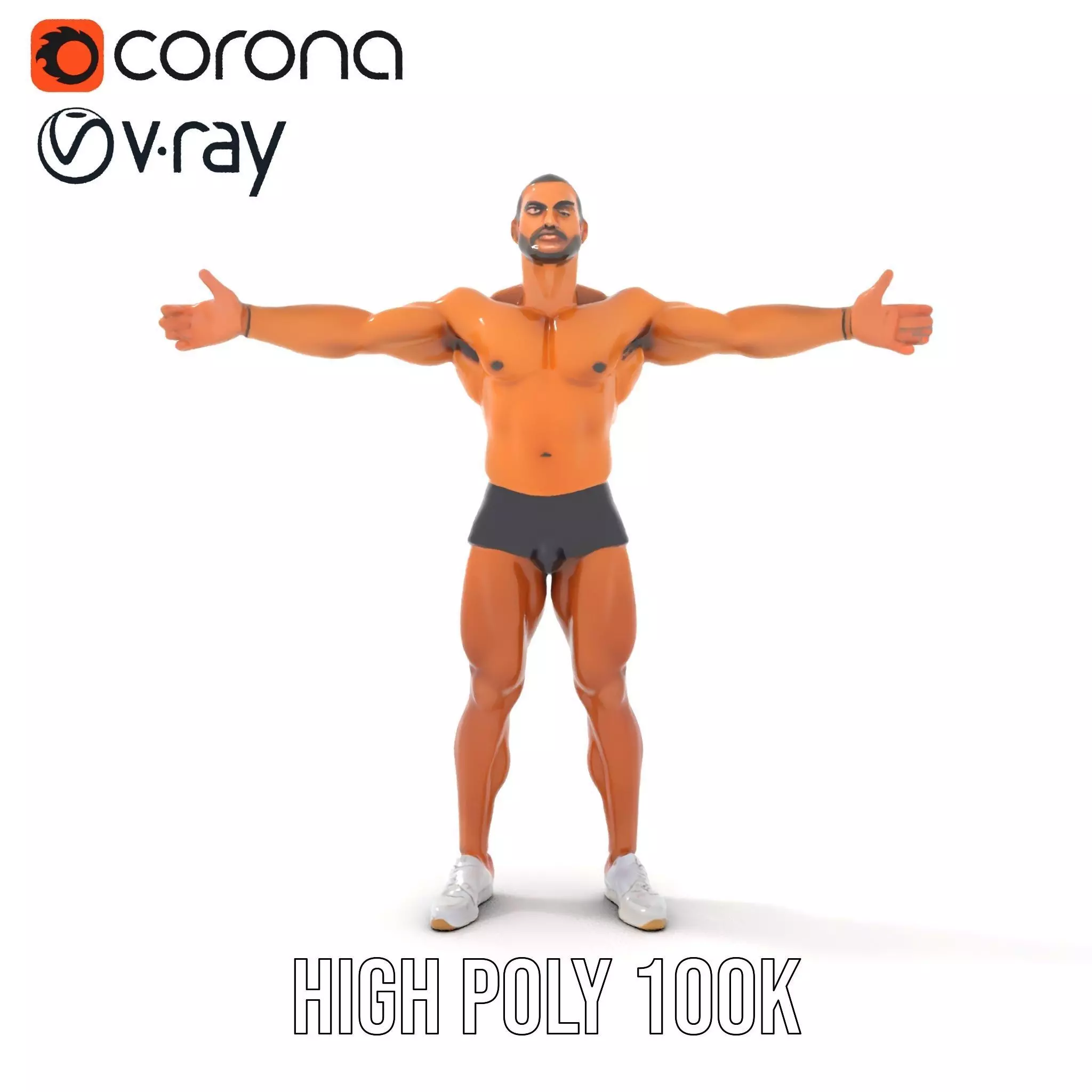 Muscular Male Figure Model Pack with Athletic Pose Low-poly 3D model_30