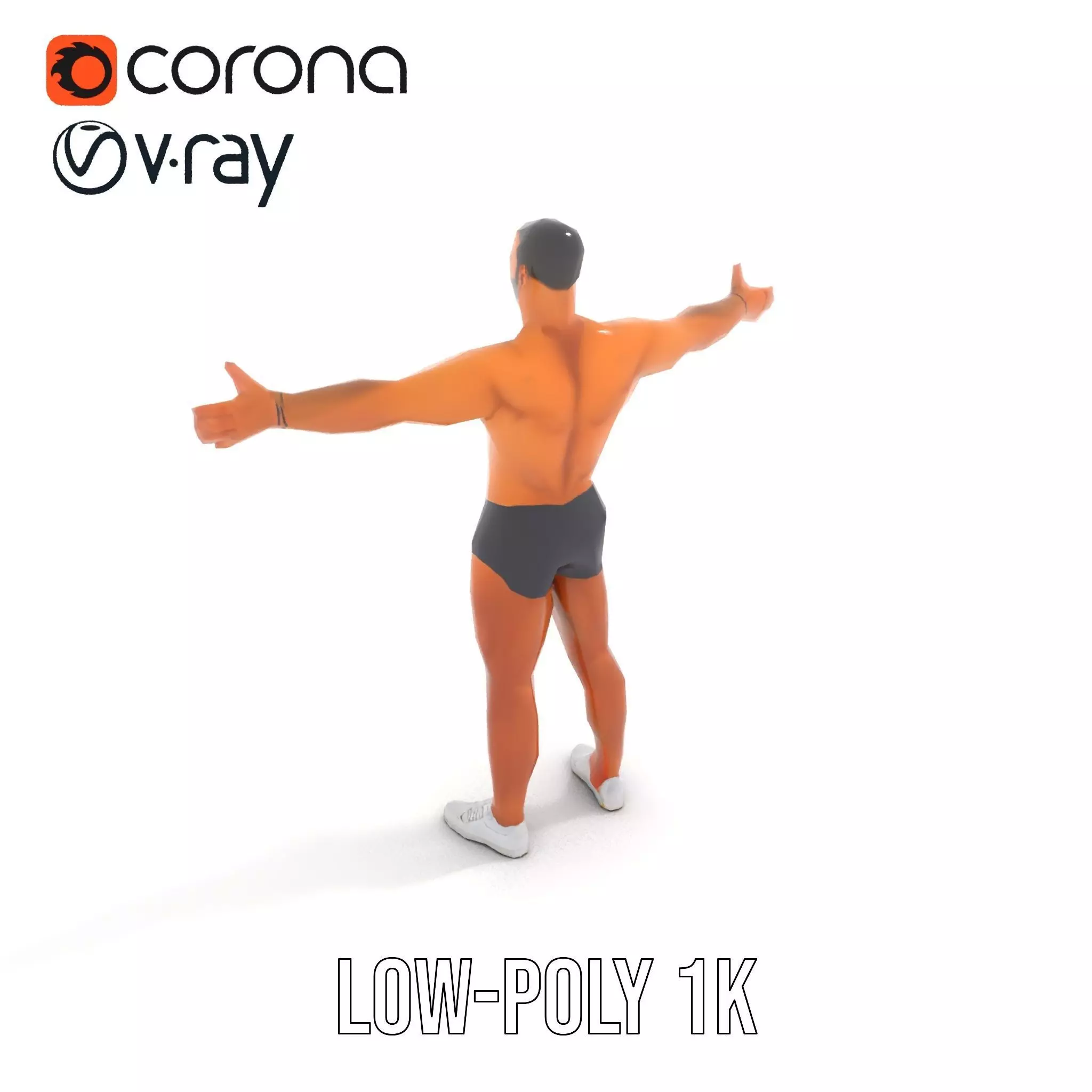 Muscular Male Figure Model Pack with Athletic Pose Low-poly 3D model_15
