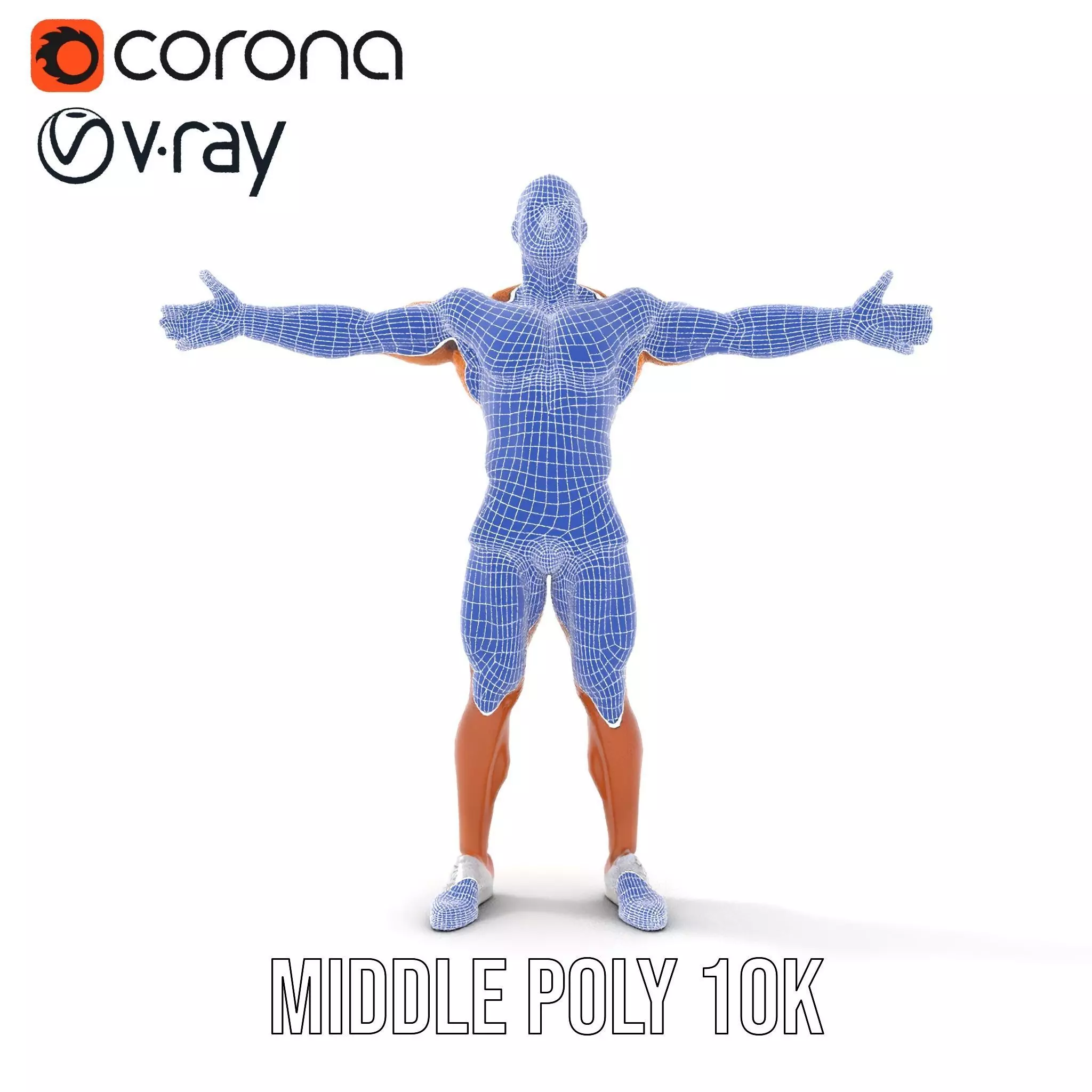 Muscular Male Figure Model Pack with Athletic Pose Low-poly 3D model_20