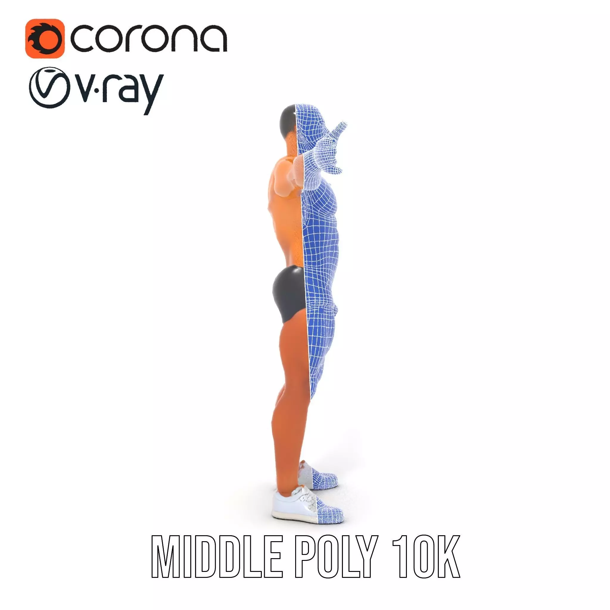 Muscular Male Figure Model Pack with Athletic Pose Low-poly 3D model_23