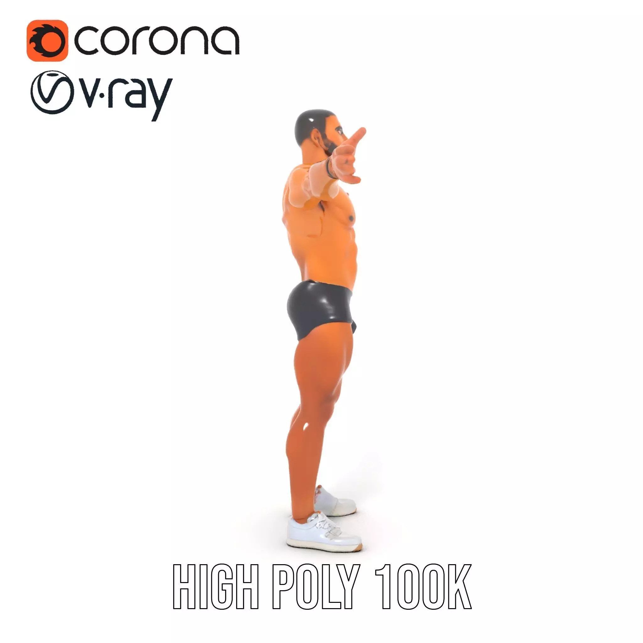 Muscular Male Figure Model Pack with Athletic Pose Low-poly 3D model_16