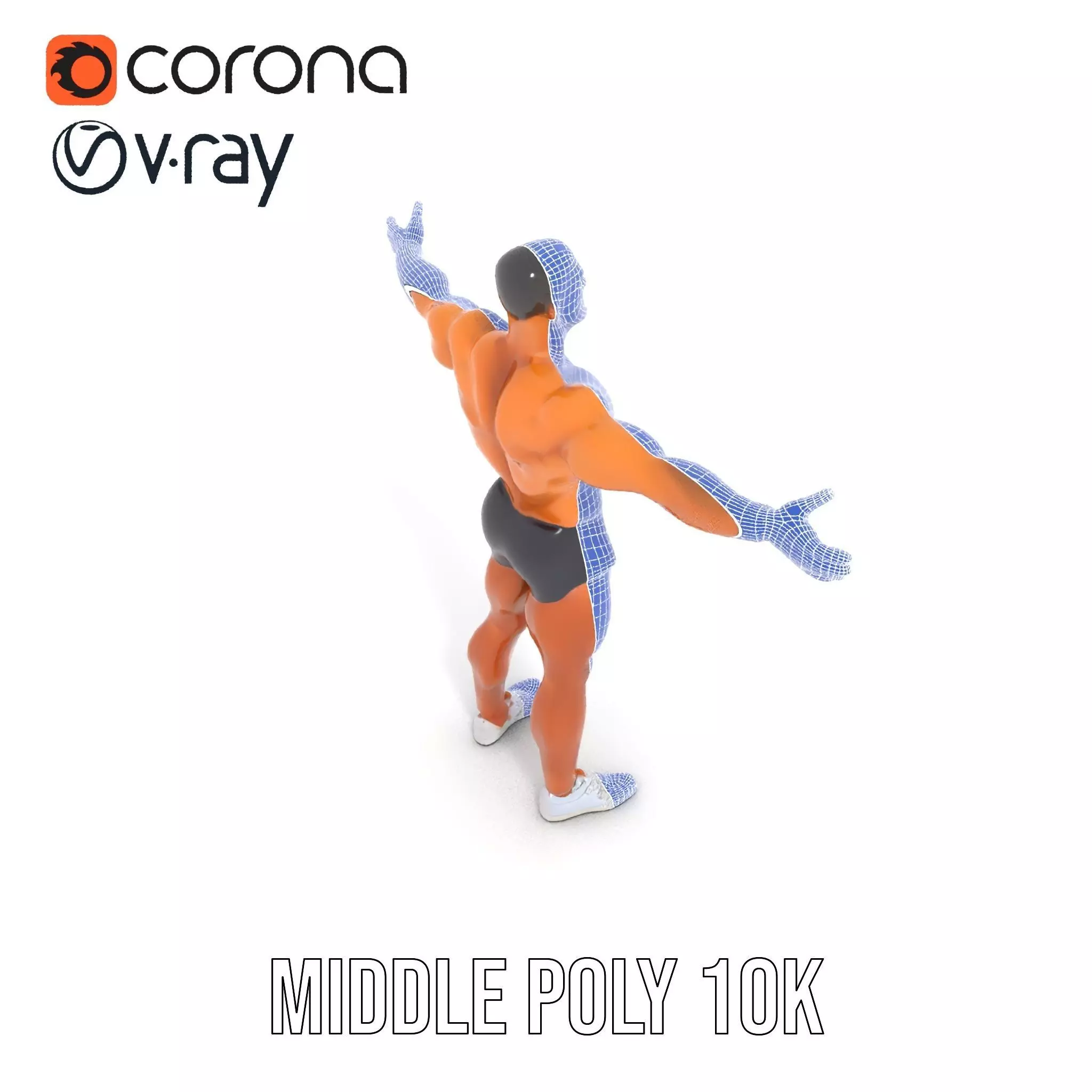 Muscular Male Figure Model Pack with Athletic Pose Low-poly 3D model_11