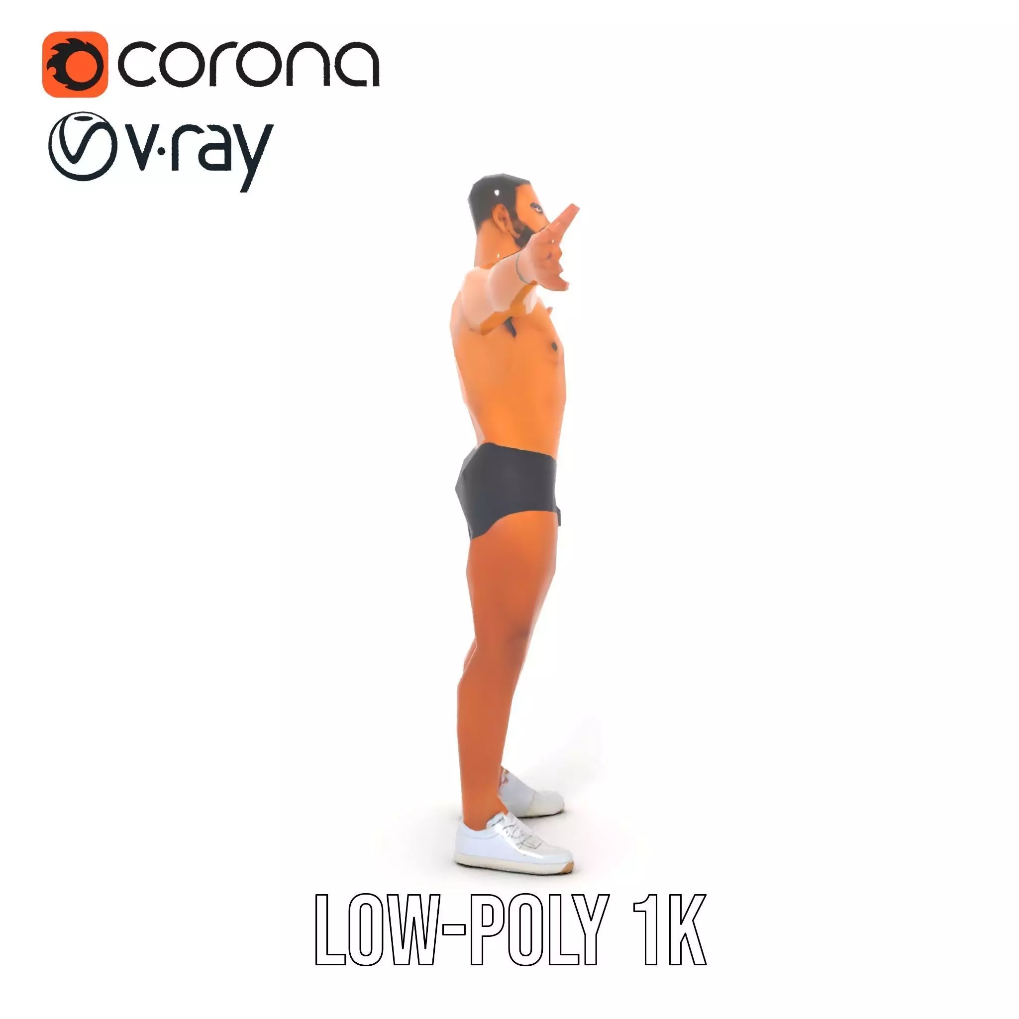 Muscular Male Figure Model Pack with Athletic Pose Low-poly 3D model_8