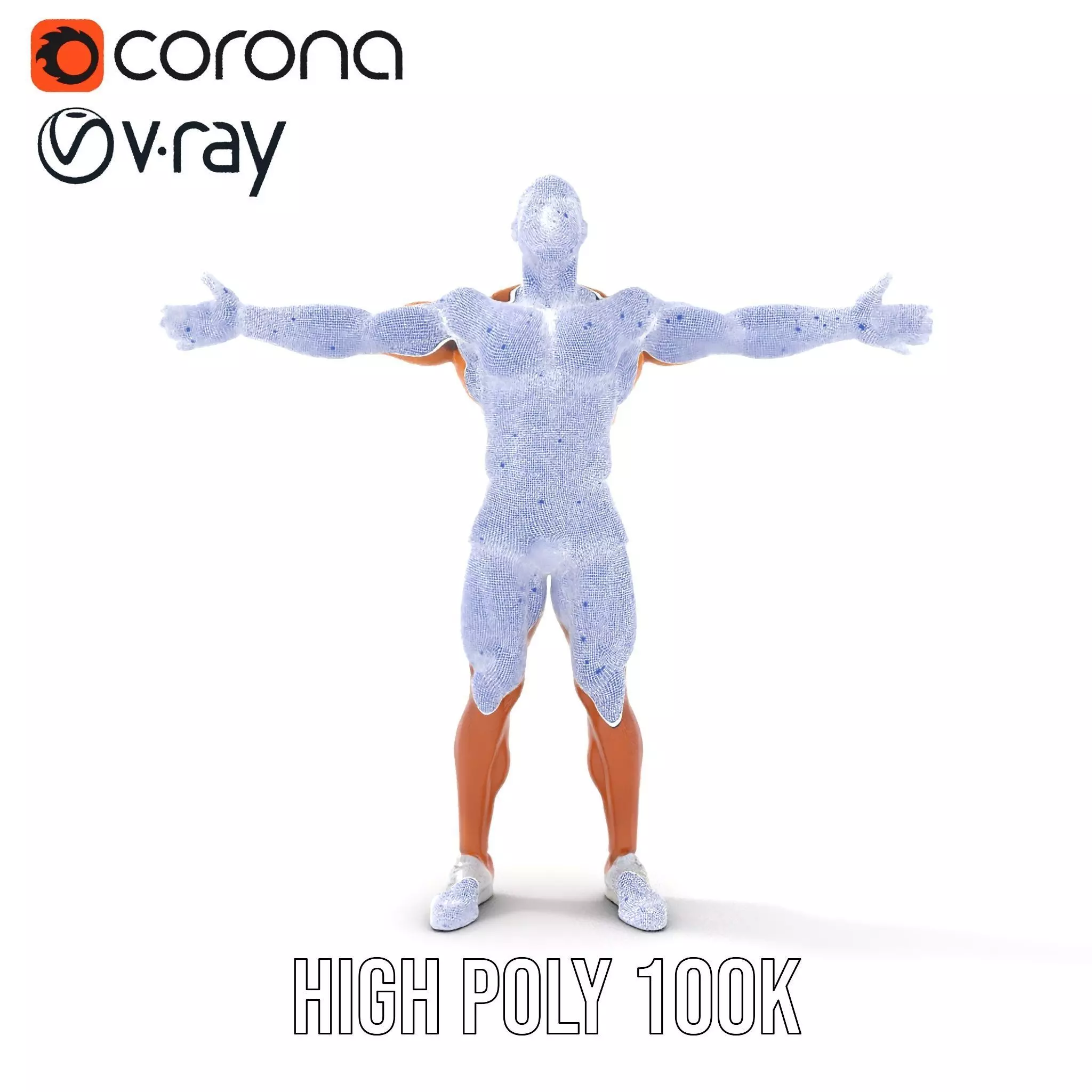 Muscular Male Figure Model Pack with Athletic Pose Low-poly 3D model_27