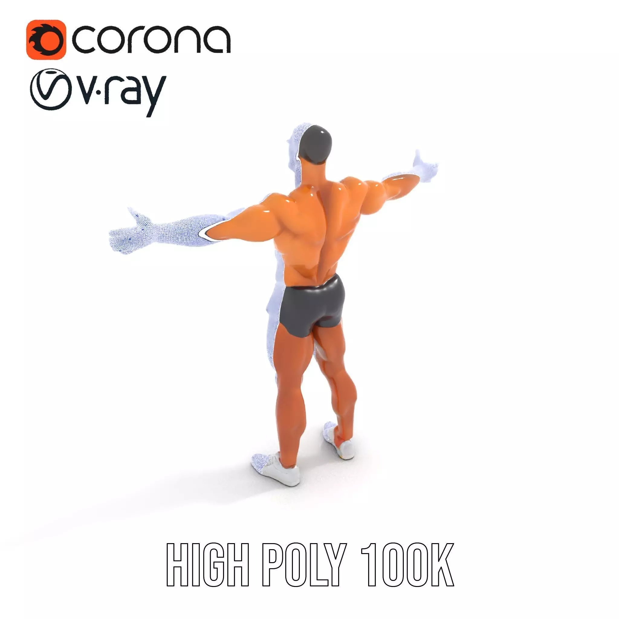Muscular Male Figure Model Pack with Athletic Pose Low-poly 3D model_19