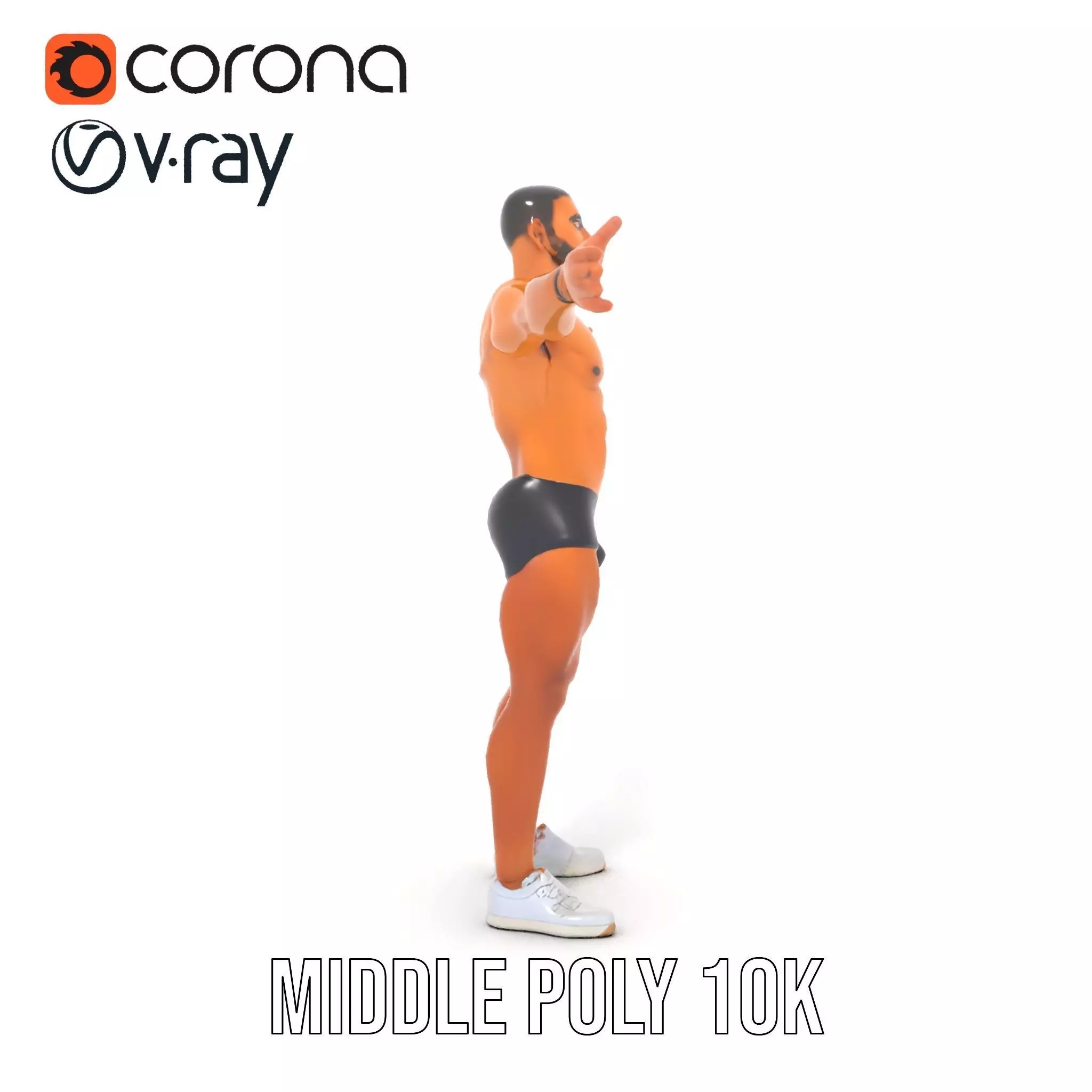 Muscular Male Figure Model Pack with Athletic Pose Low-poly 3D model_17