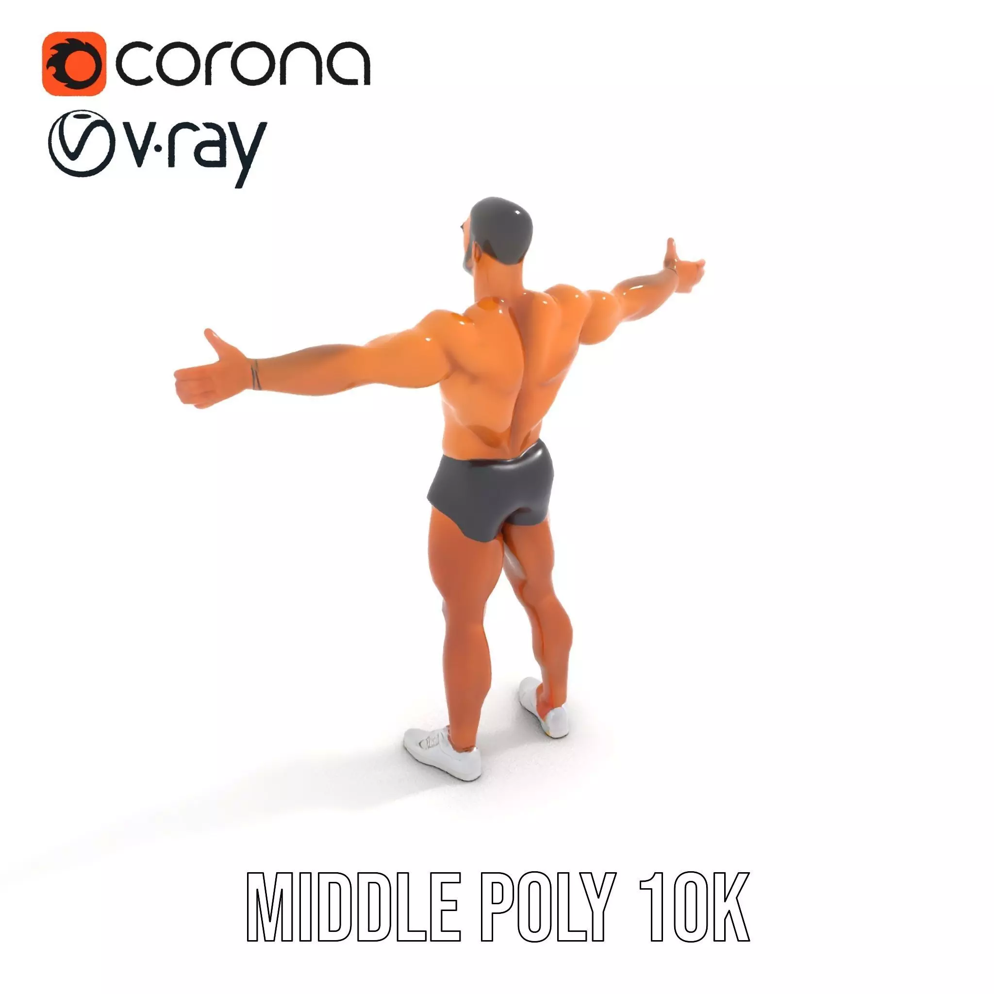 Muscular Male Figure Model Pack with Athletic Pose Low-poly 3D model_6