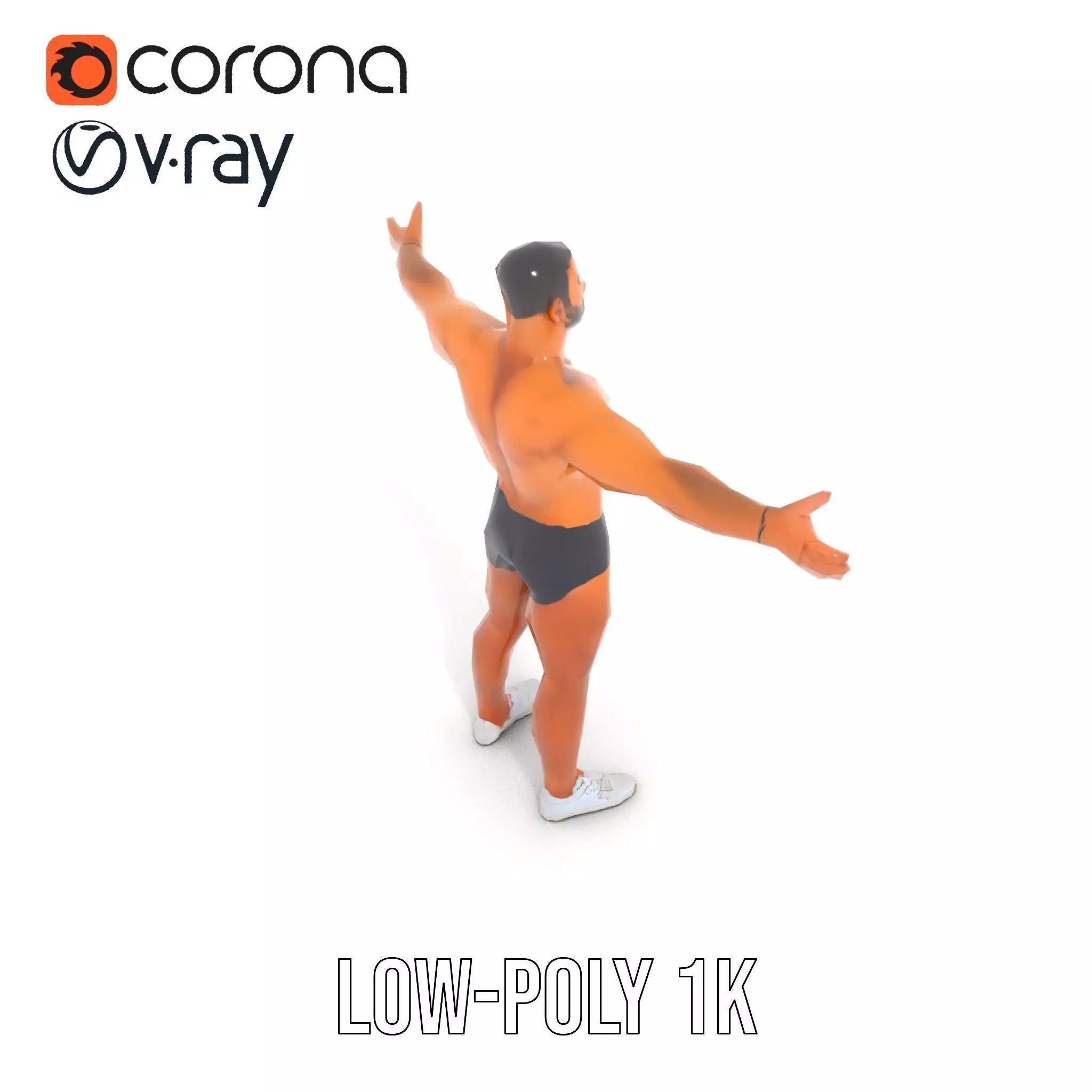 Muscular Male Figure Model Pack with Athletic Pose Low-poly 3D model_24