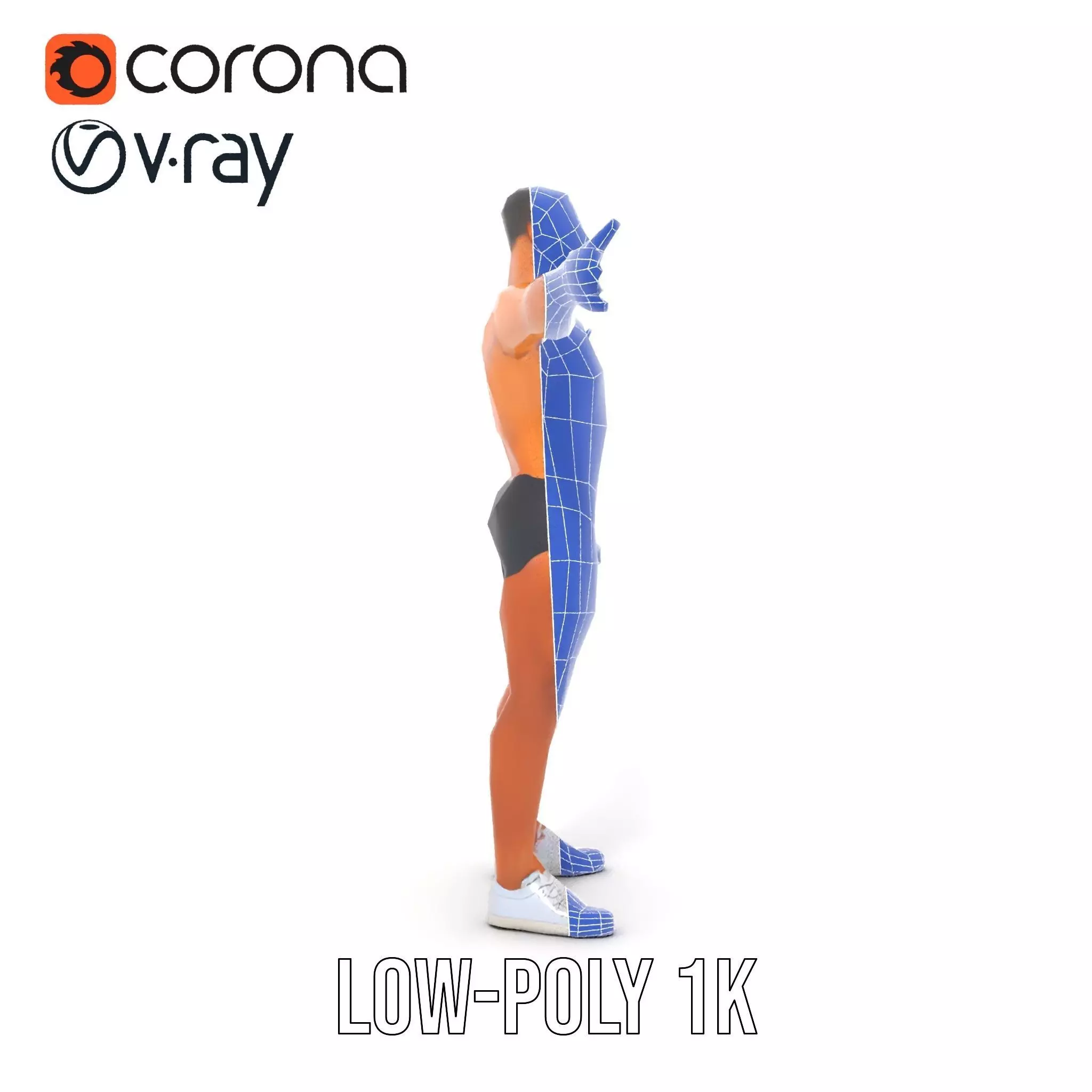 Muscular Male Figure Model Pack with Athletic Pose Low-poly 3D model_12