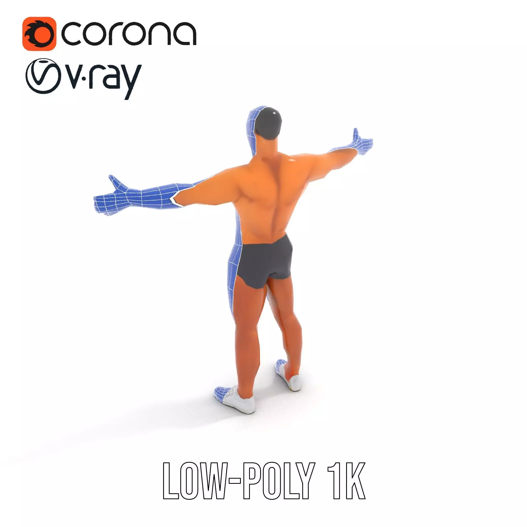 Muscular Male Figure Model Pack with Athletic Pose Low-poly 3D model_29