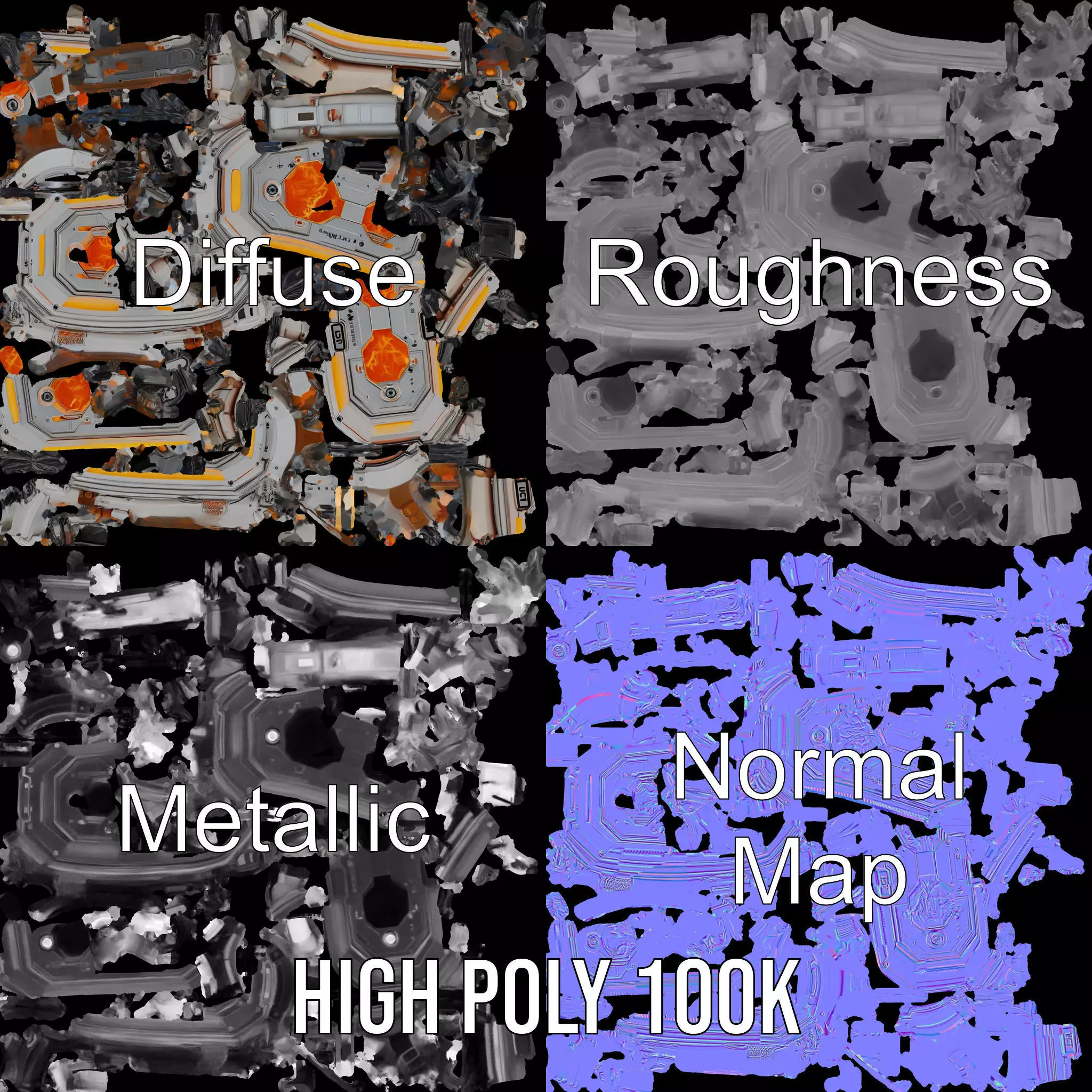 Futuristic Energy Core Model Pack with Glowing Elements Low-poly 3D model_3