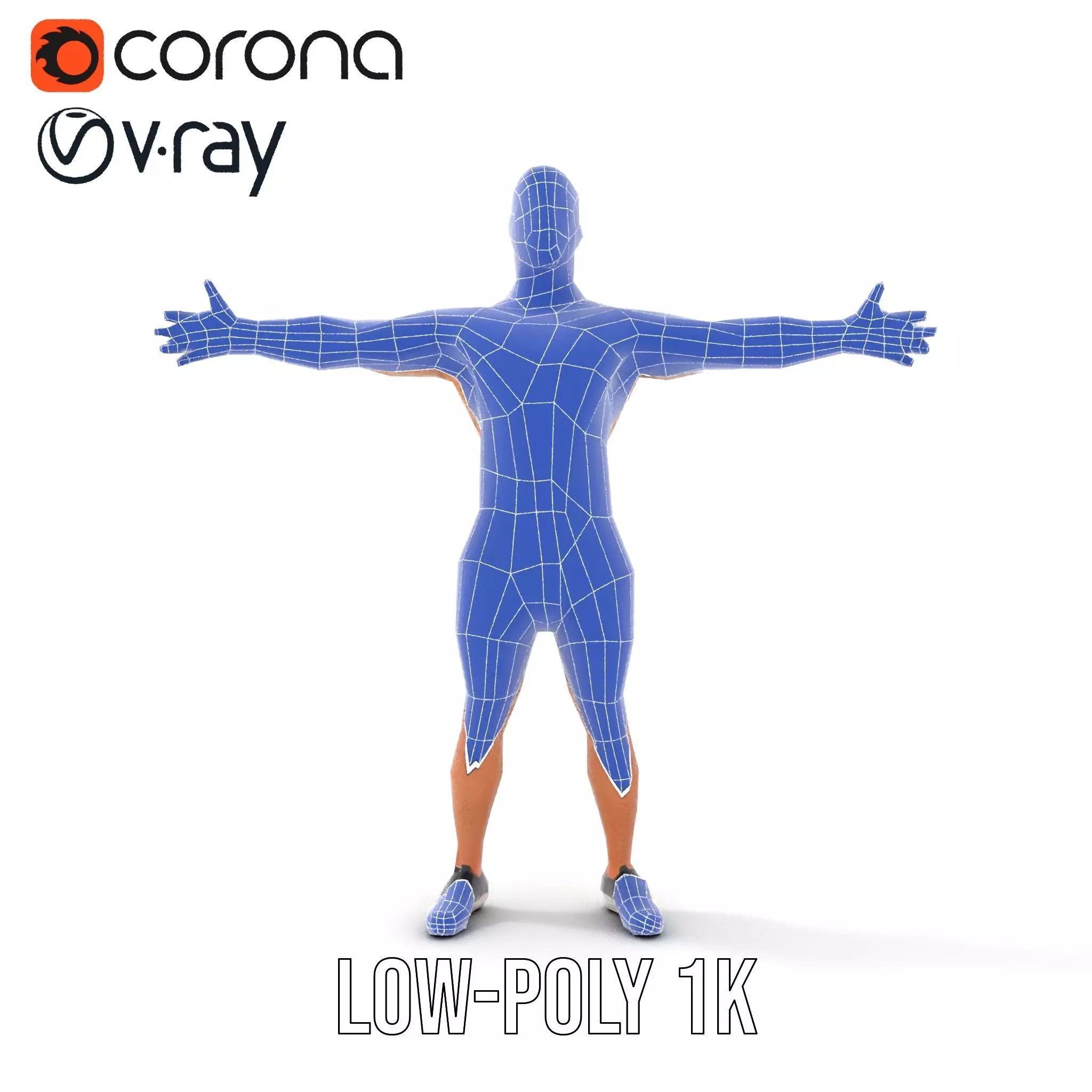 Athletic Male Figure in Shorts Model Pack Low-poly 3D model_22