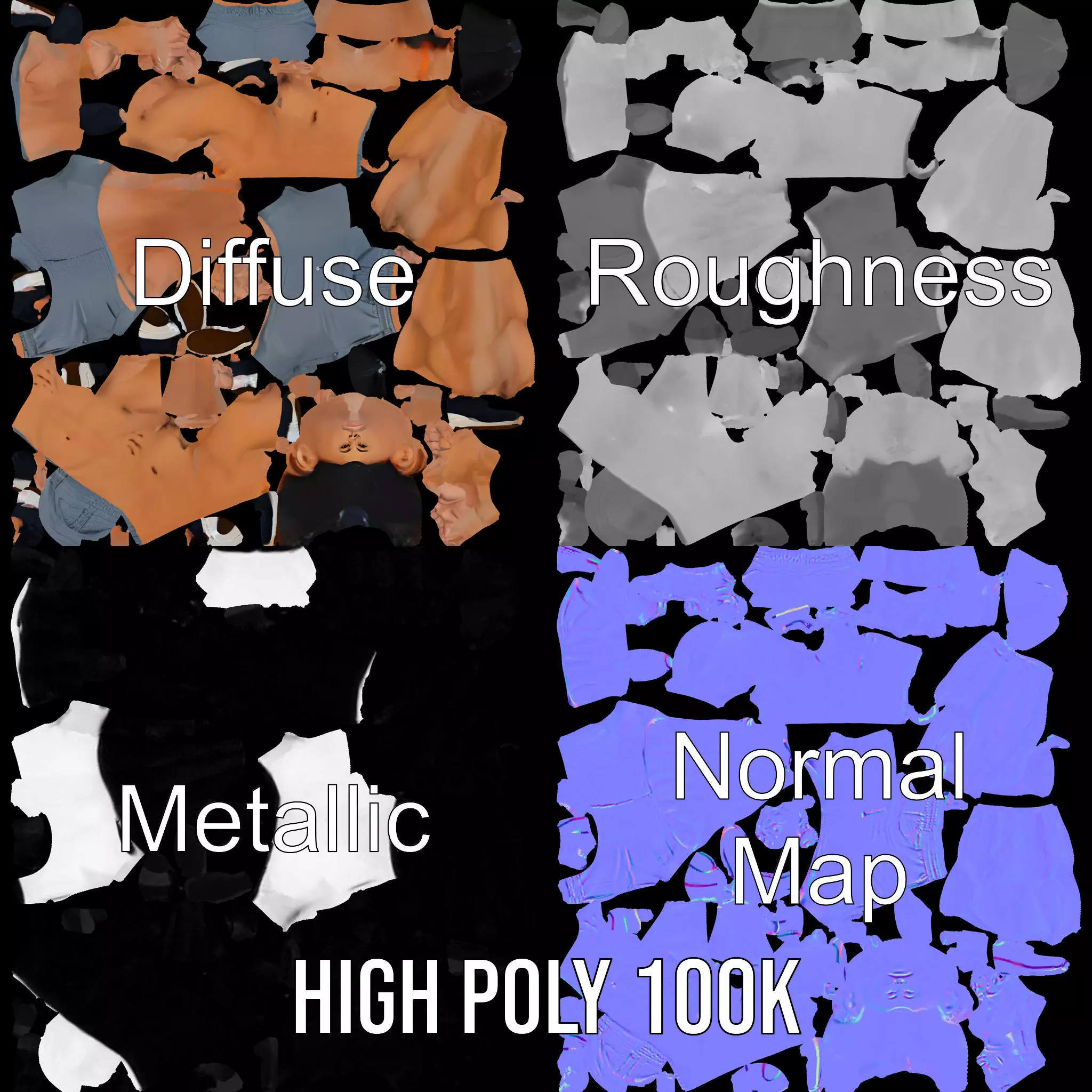 Athletic Male Figure in Shorts Model Pack Low-poly 3D model_3