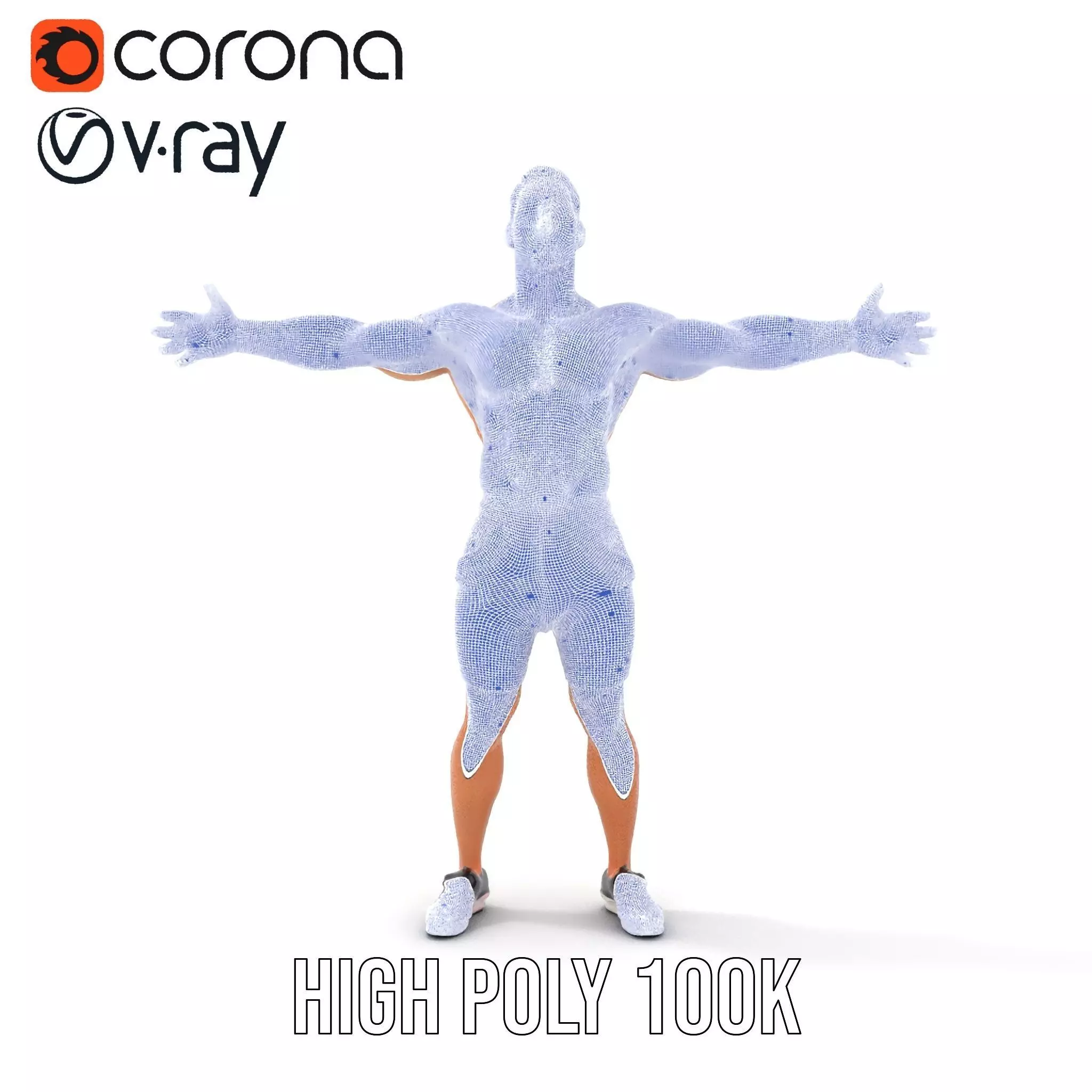 Athletic Male Figure in Shorts Model Pack Low-poly 3D model_31