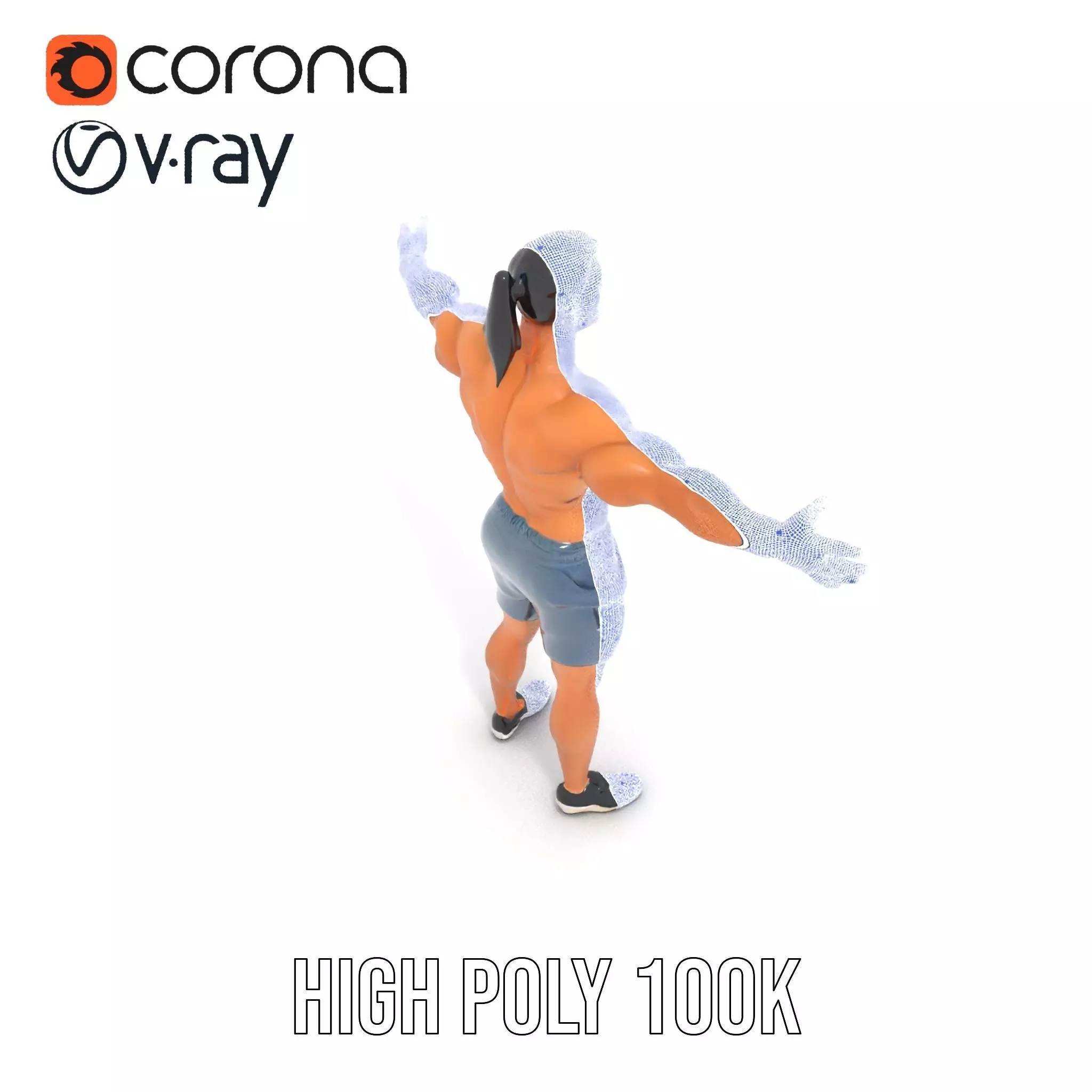 Athletic Male Figure in Shorts Model Pack Low-poly 3D model_23