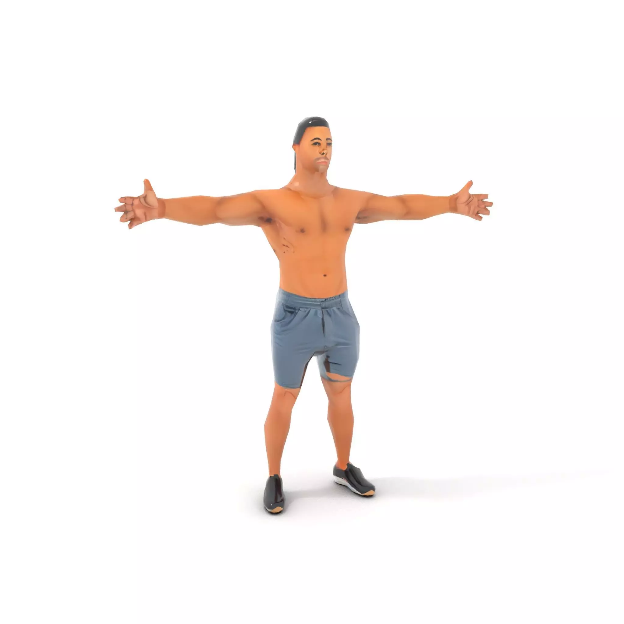 Athletic Male Figure in Shorts Model Pack Low-poly 3D model_7