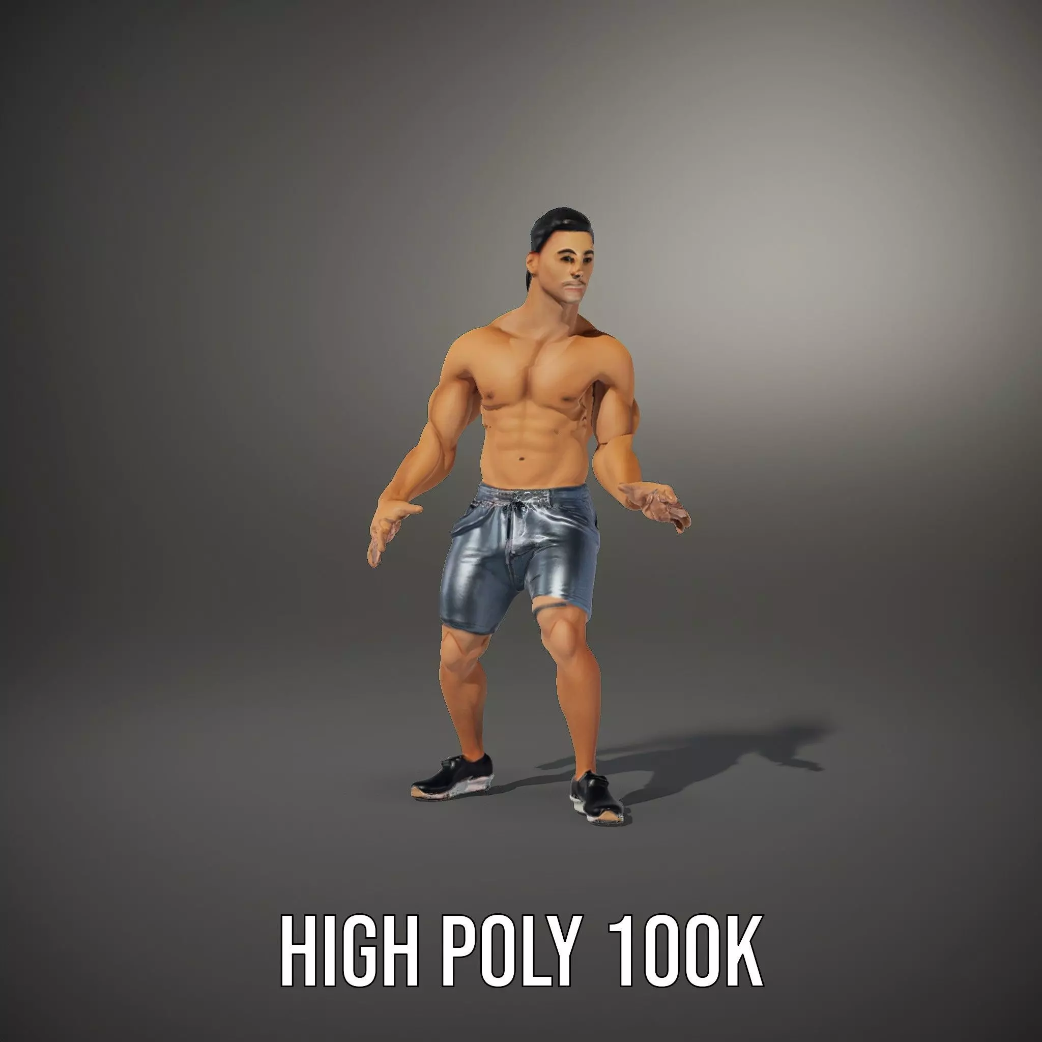 Athletic Male Figure in Shorts Model Pack Low-poly 3D model_33