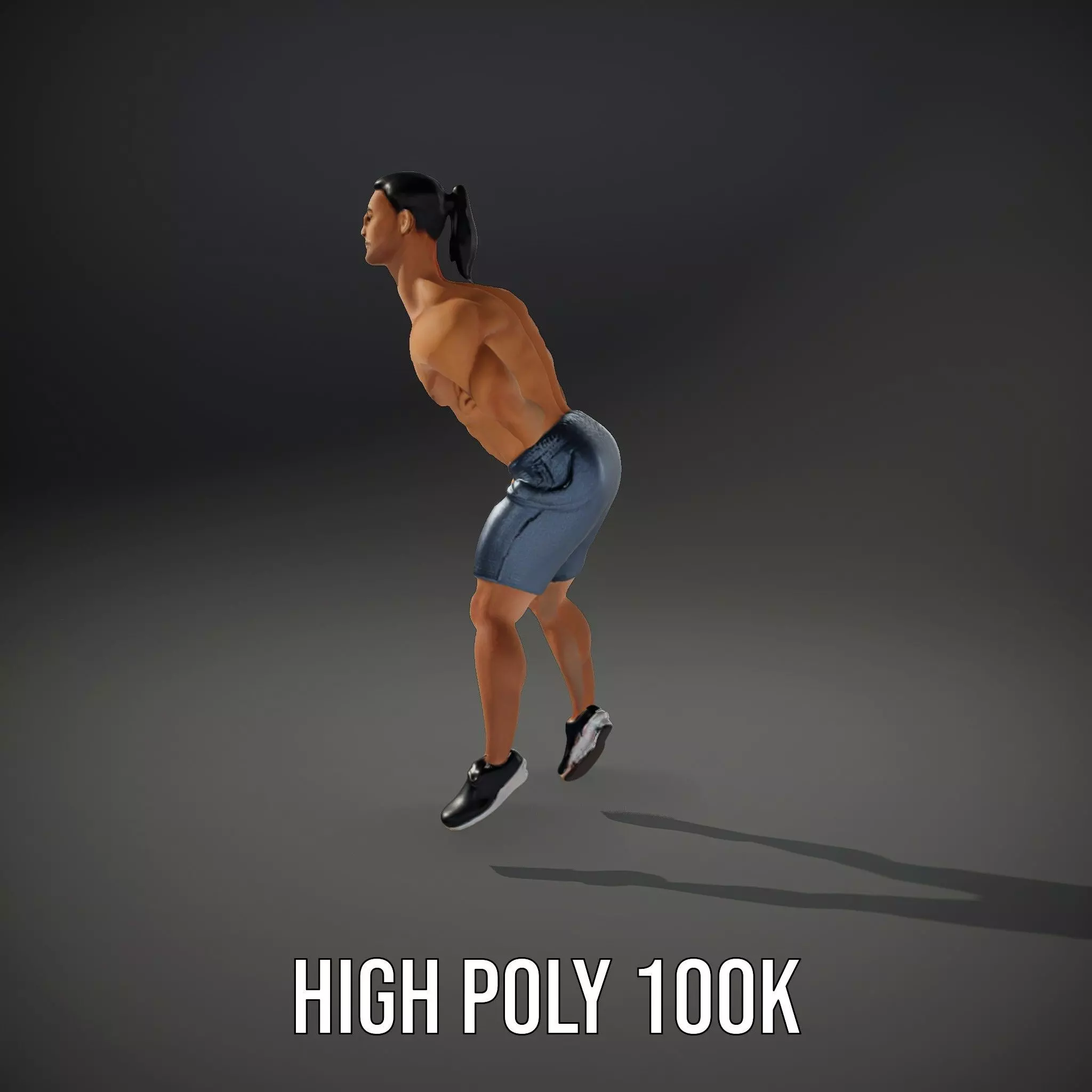 Athletic Male Figure in Shorts Model Pack Low-poly 3D model_32