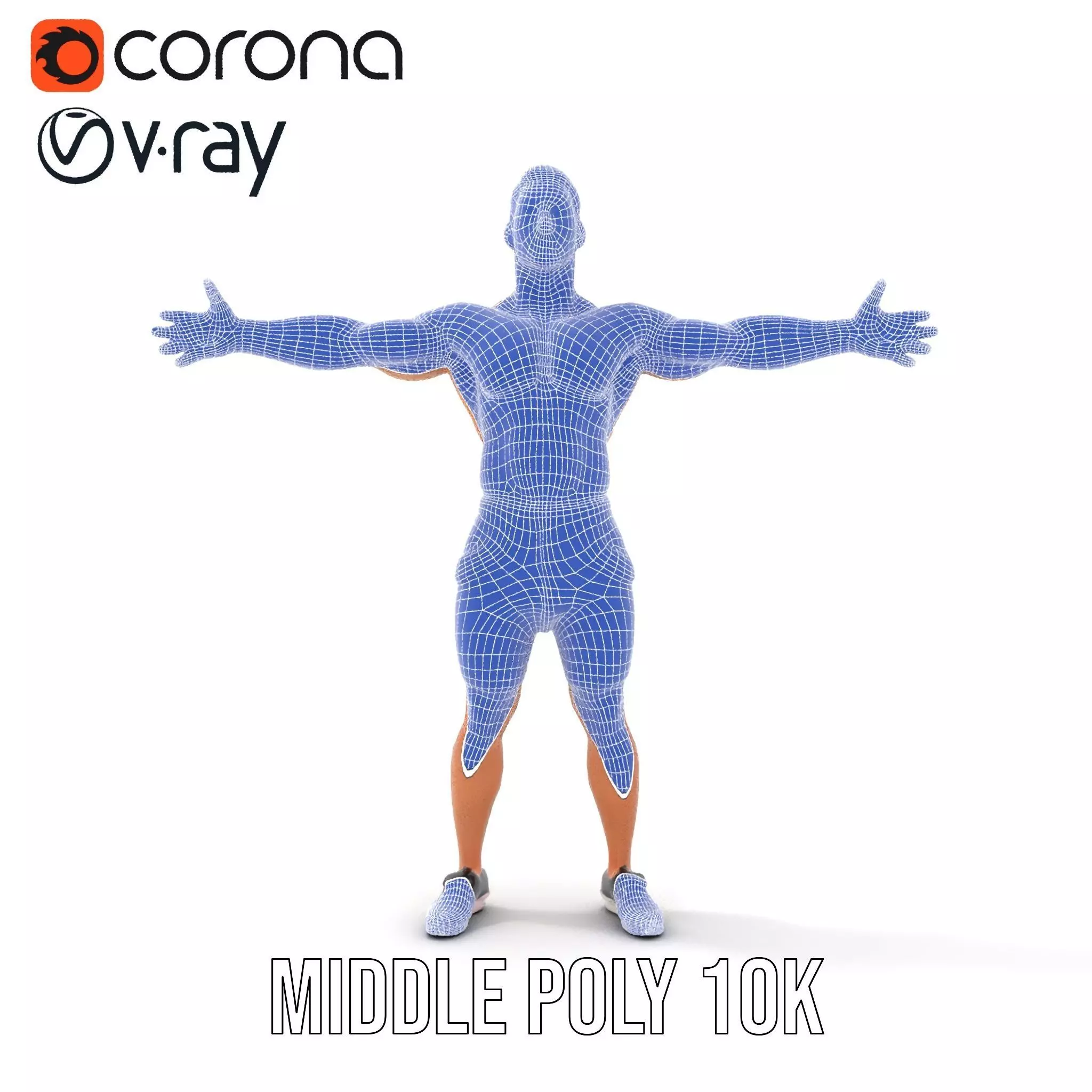 Athletic Male Figure in Shorts Model Pack Low-poly 3D model_27