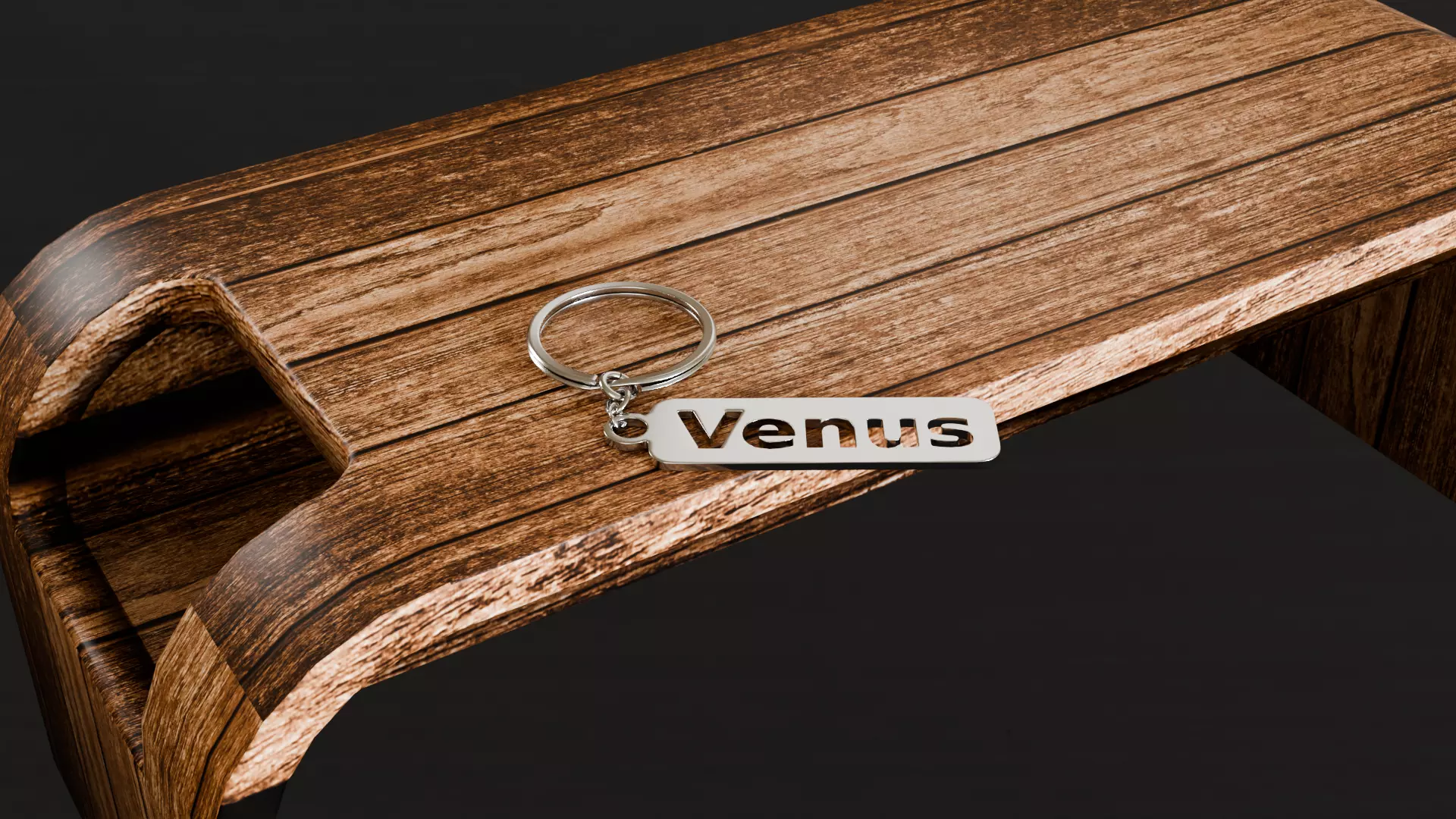 Venus Metallic Keychain 3D Model Custom Name Key Ring Free 3D model_16