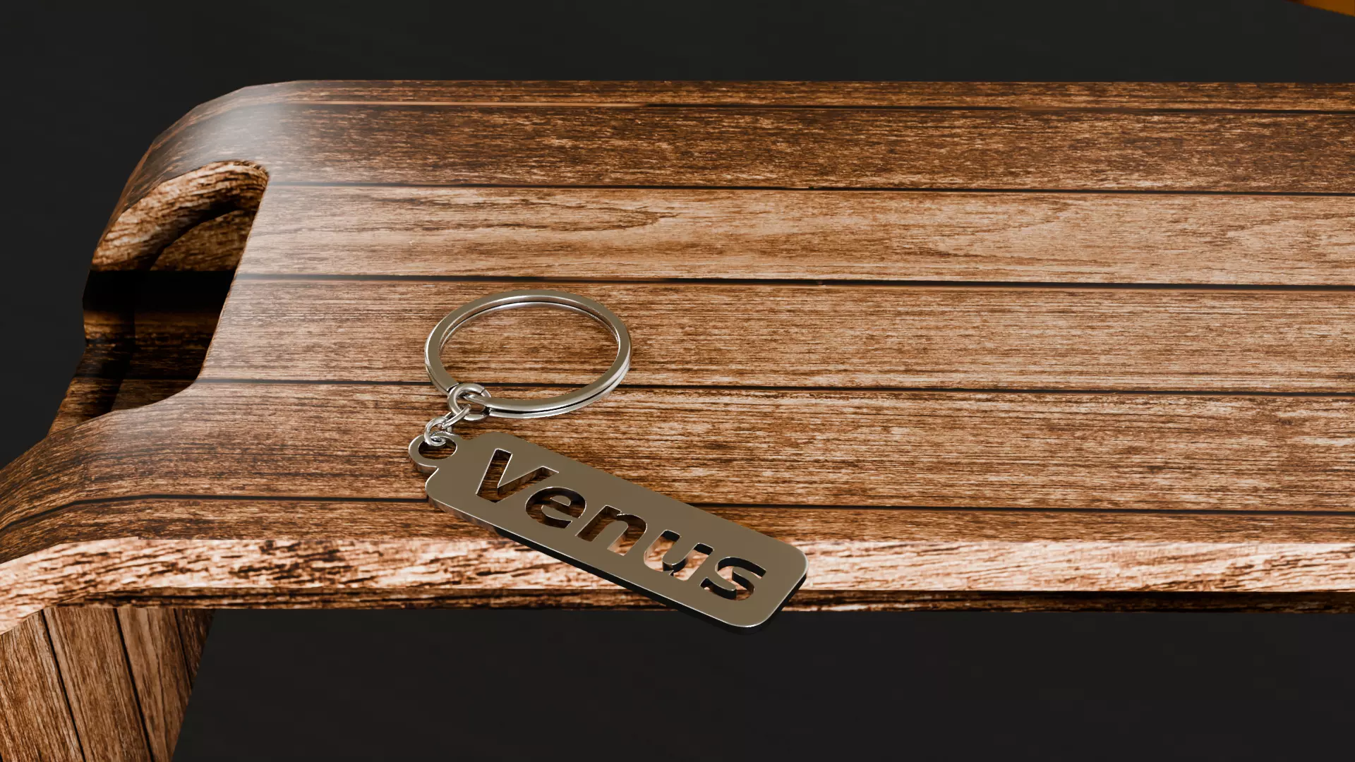 Venus Metallic Keychain 3D Model Custom Name Key Ring Free 3D model_3