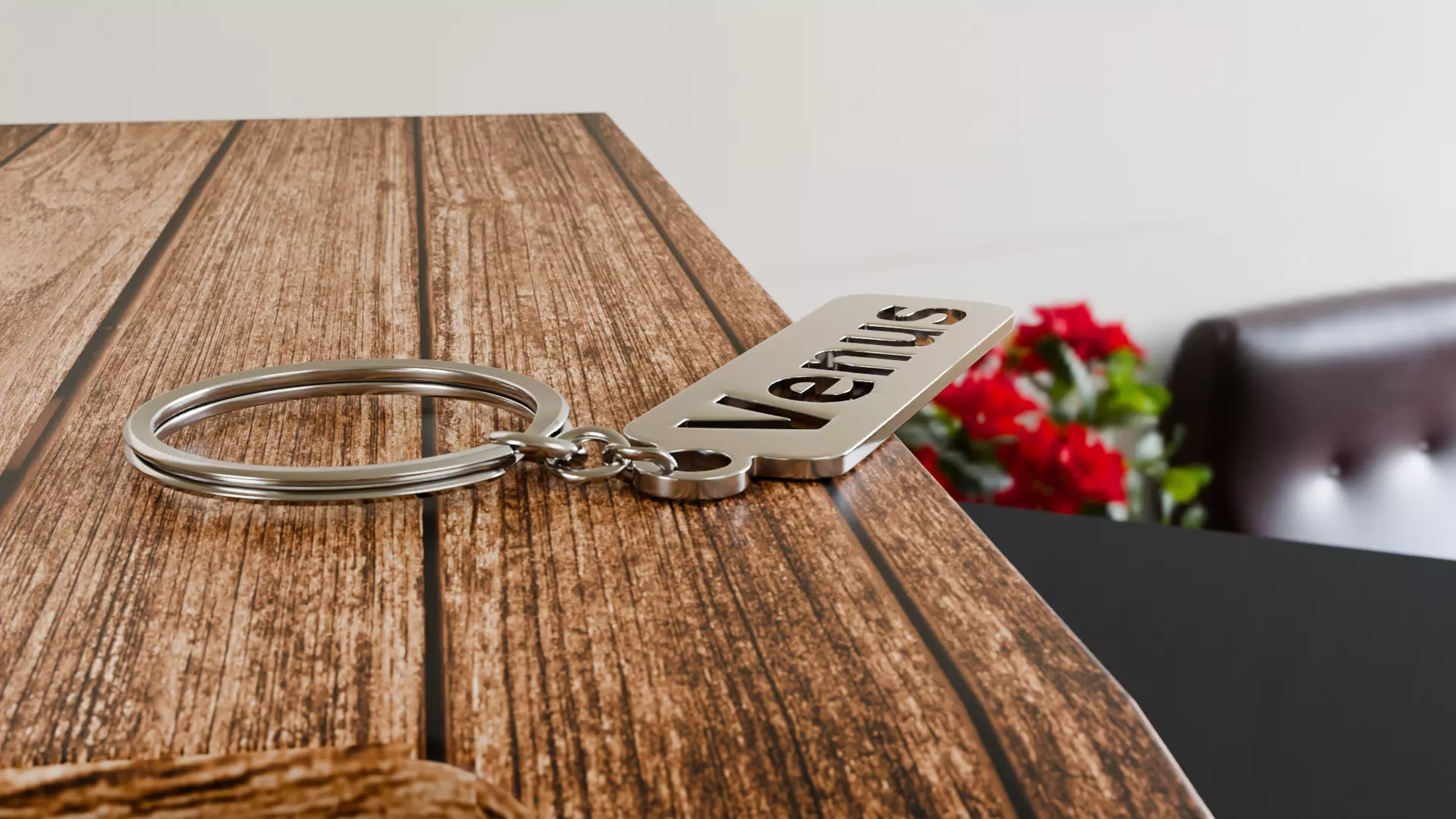 Venus Metallic Keychain 3D Model Custom Name Key Ring Free 3D model_8