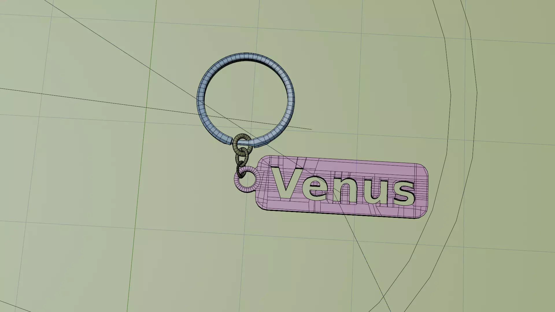 Venus Metallic Keychain 3D Model Custom Name Key Ring Free 3D model_10