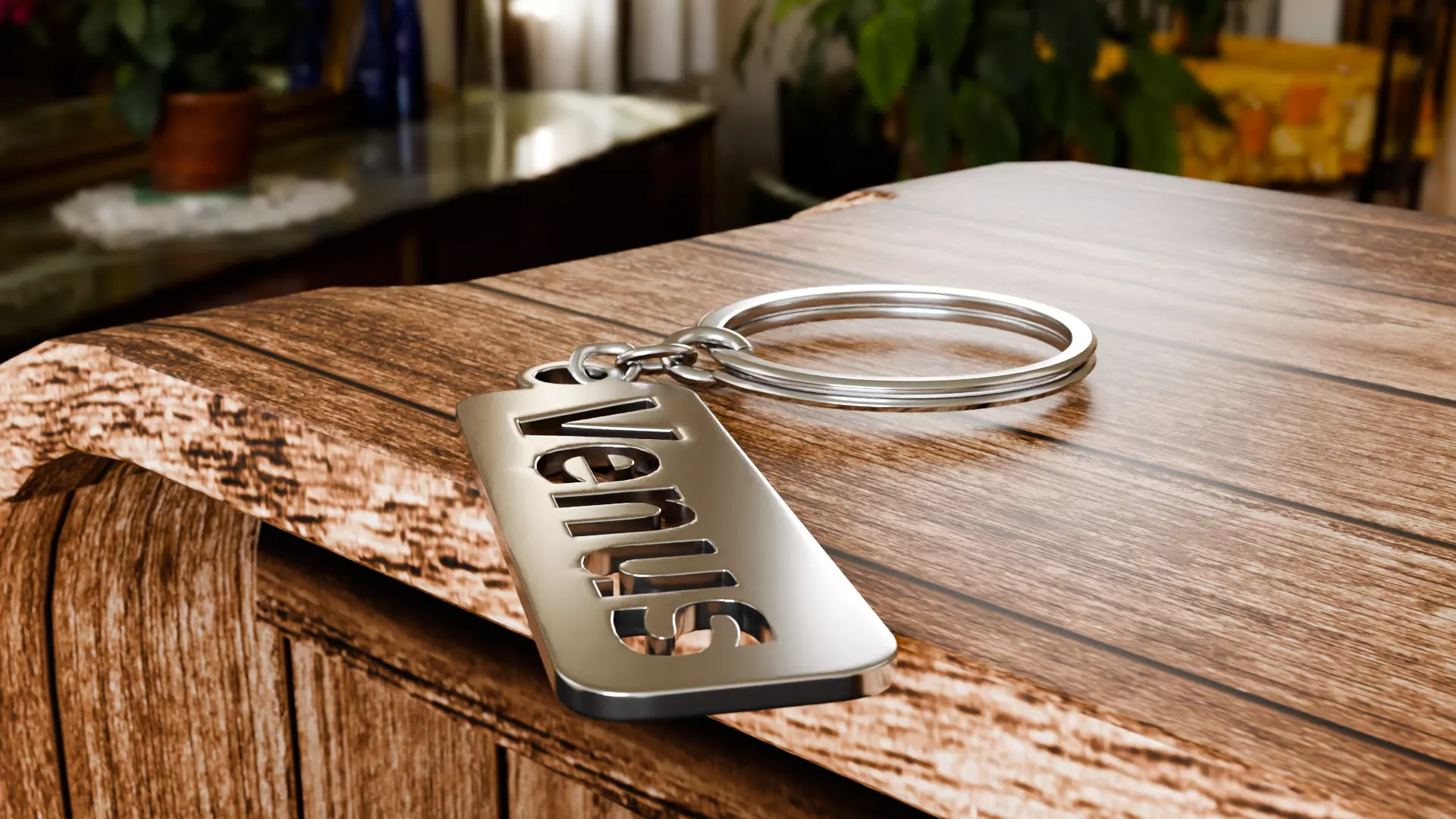 Venus Metallic Keychain 3D Model Custom Name Key Ring Free 3D model_7