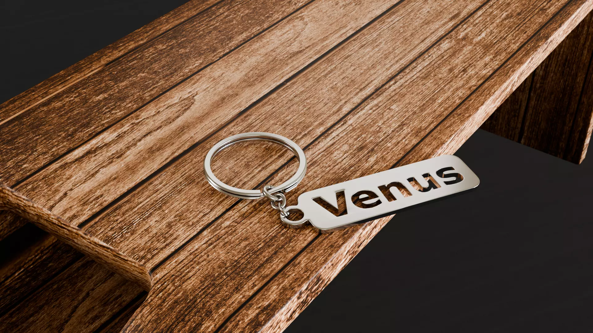 Venus Metallic Keychain 3D Model Custom Name Key Ring Free 3D model_2