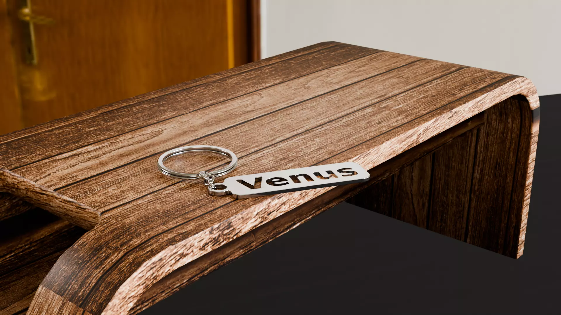 Venus Metallic Keychain 3D Model Custom Name Key Ring Free 3D model_4