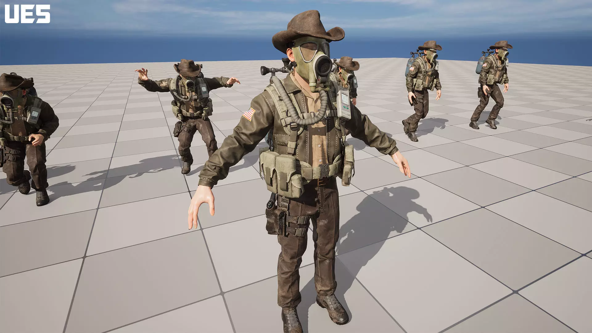 Post-Apocalyptic Sheriff Survivor modular Low-poly 3D model_10