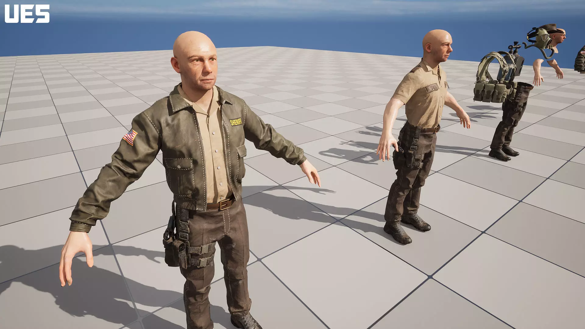 Post-Apocalyptic Sheriff Survivor modular Low-poly 3D model_21