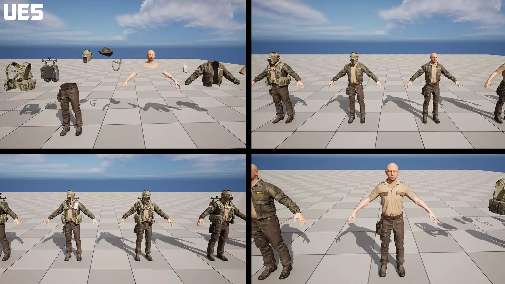 Post-Apocalyptic Sheriff Survivor modular Low-poly 3D model_22