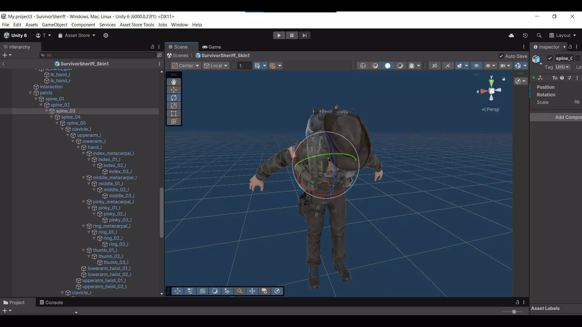 Post-Apocalyptic Sheriff Survivor modular Low-poly 3D model_32