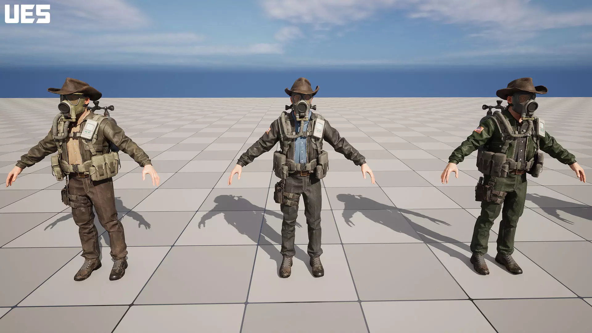 Post-Apocalyptic Sheriff Survivor modular Low-poly 3D model_16