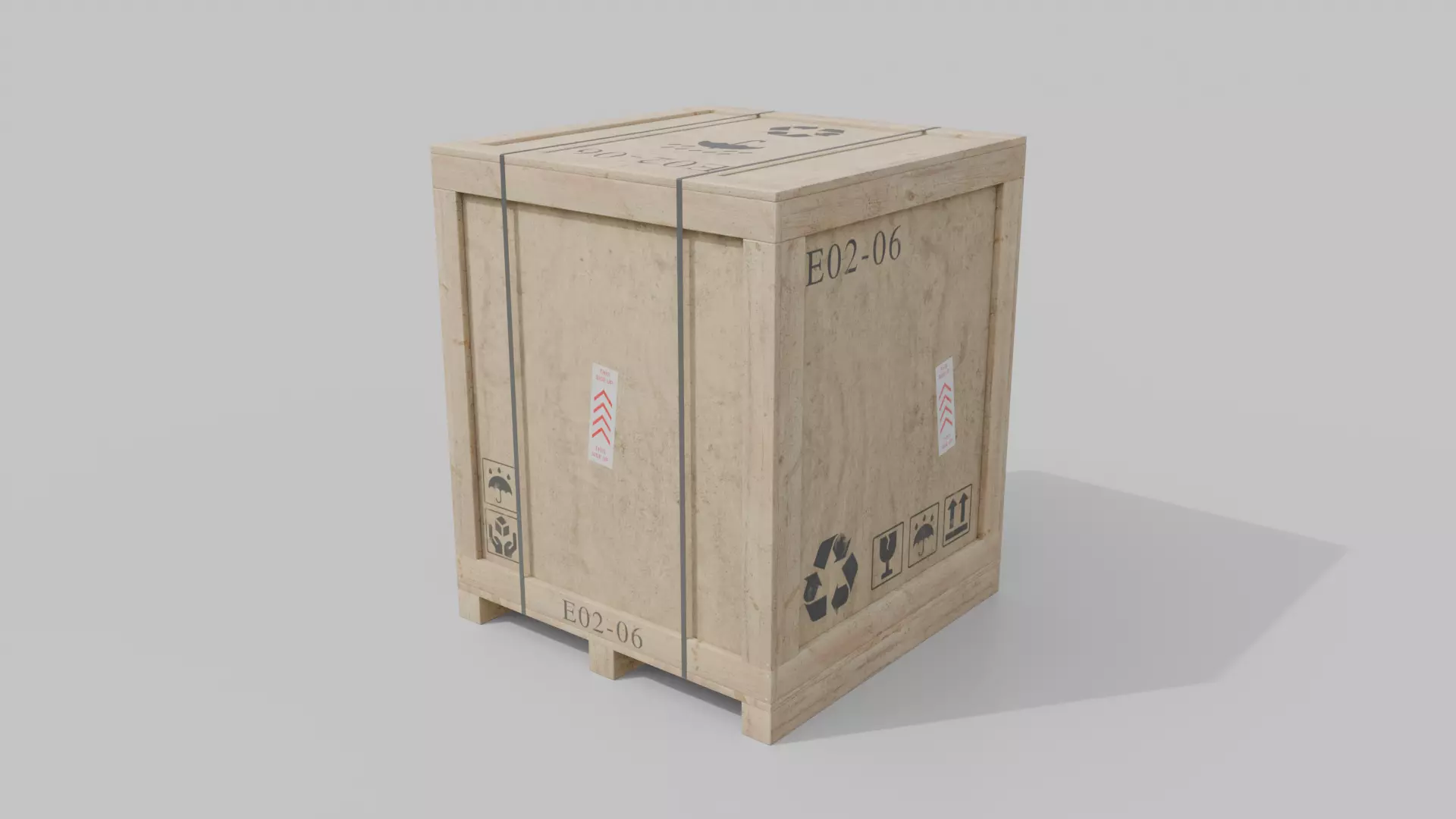 Cube Wooden Crate - Customizable Shipping Box Low-poly 3D model_3