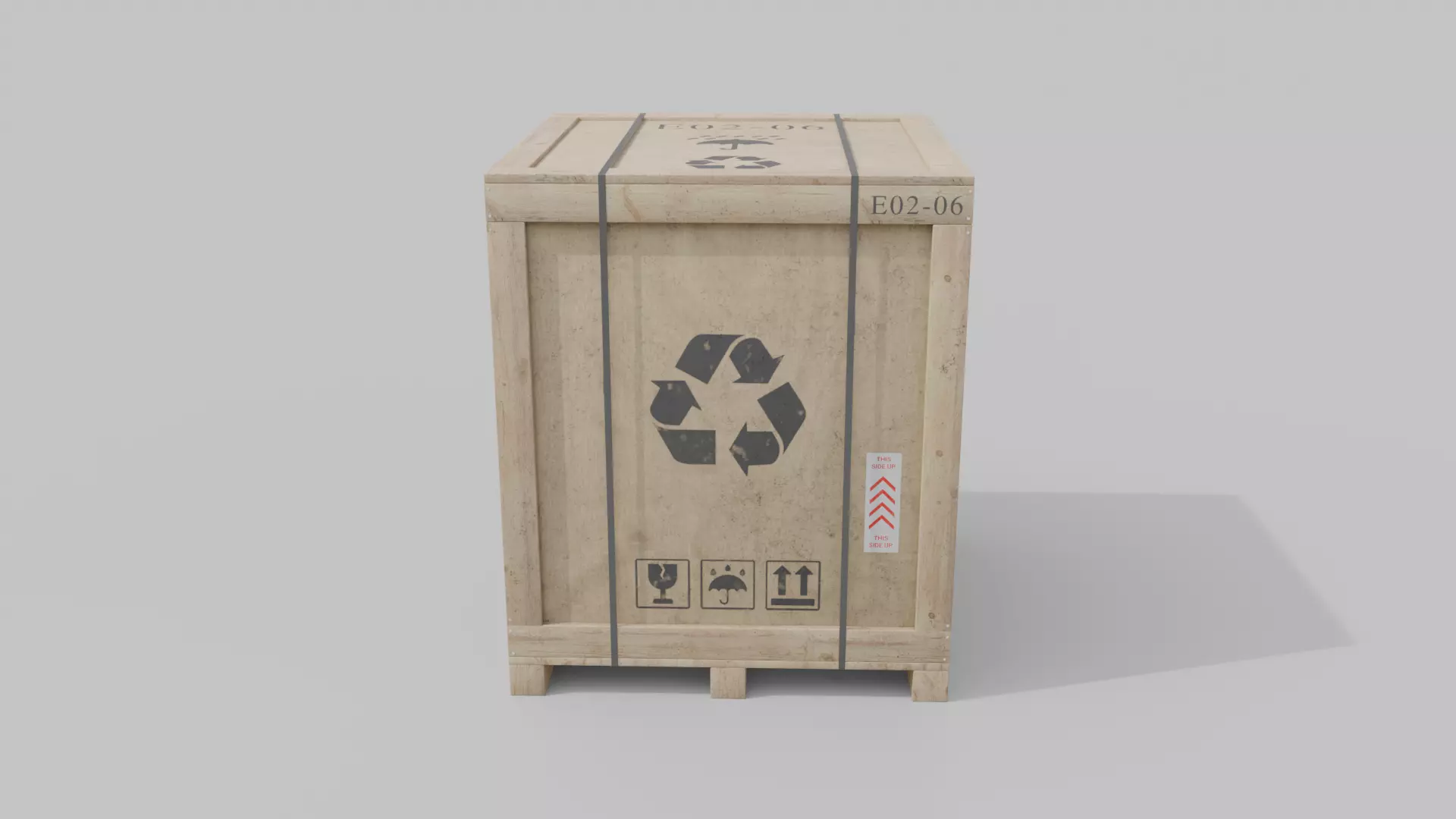Cube Wooden Crate - Customizable Shipping Box Low-poly 3D model_4