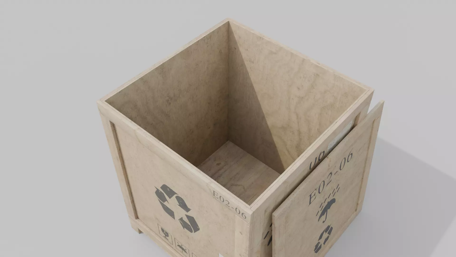 Cube Wooden Crate - Customizable Shipping Box Low-poly 3D model_11