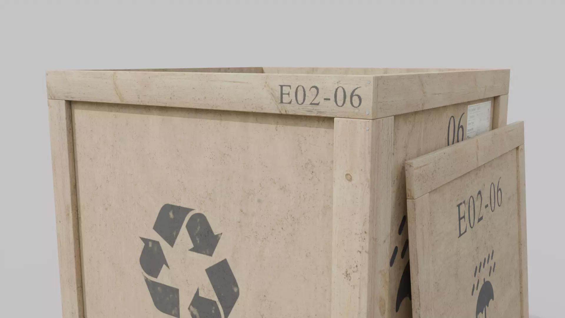 Cube Wooden Crate - Customizable Shipping Box Low-poly 3D model_10