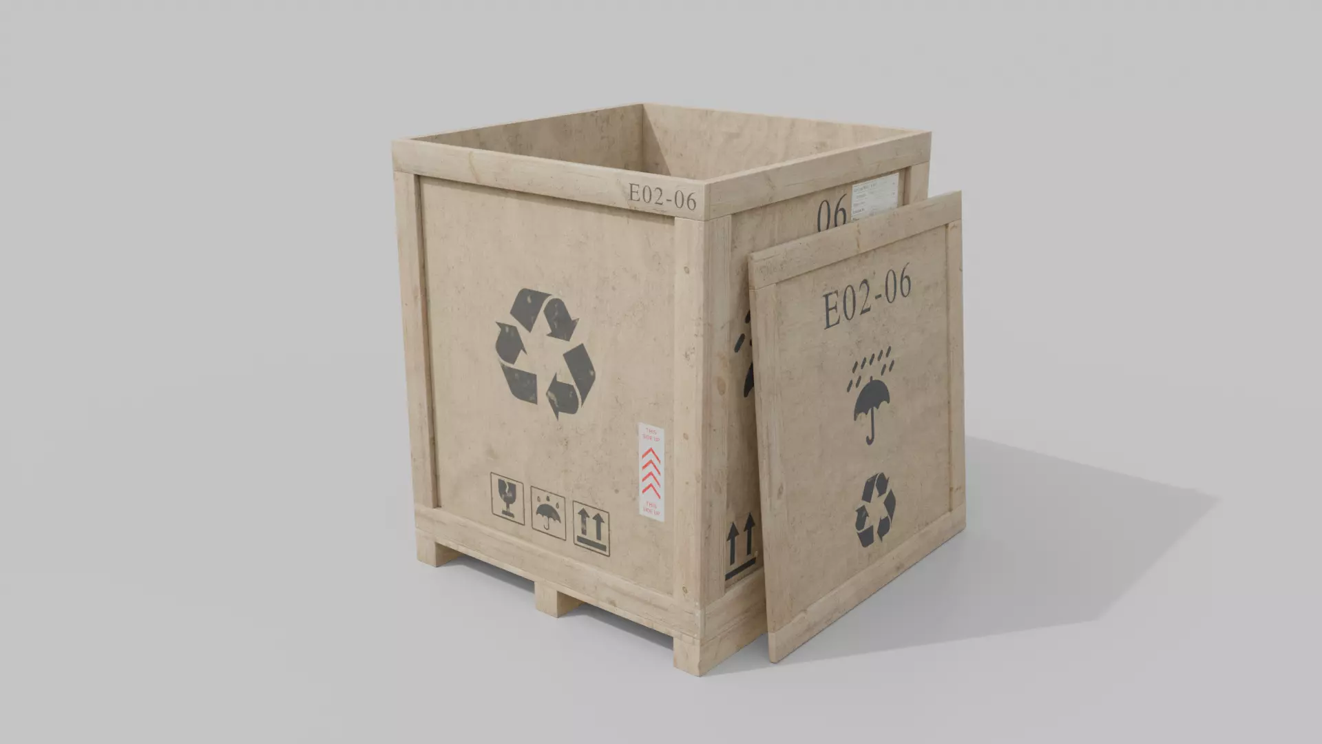 Cube Wooden Crate - Customizable Shipping Box Low-poly 3D model_9